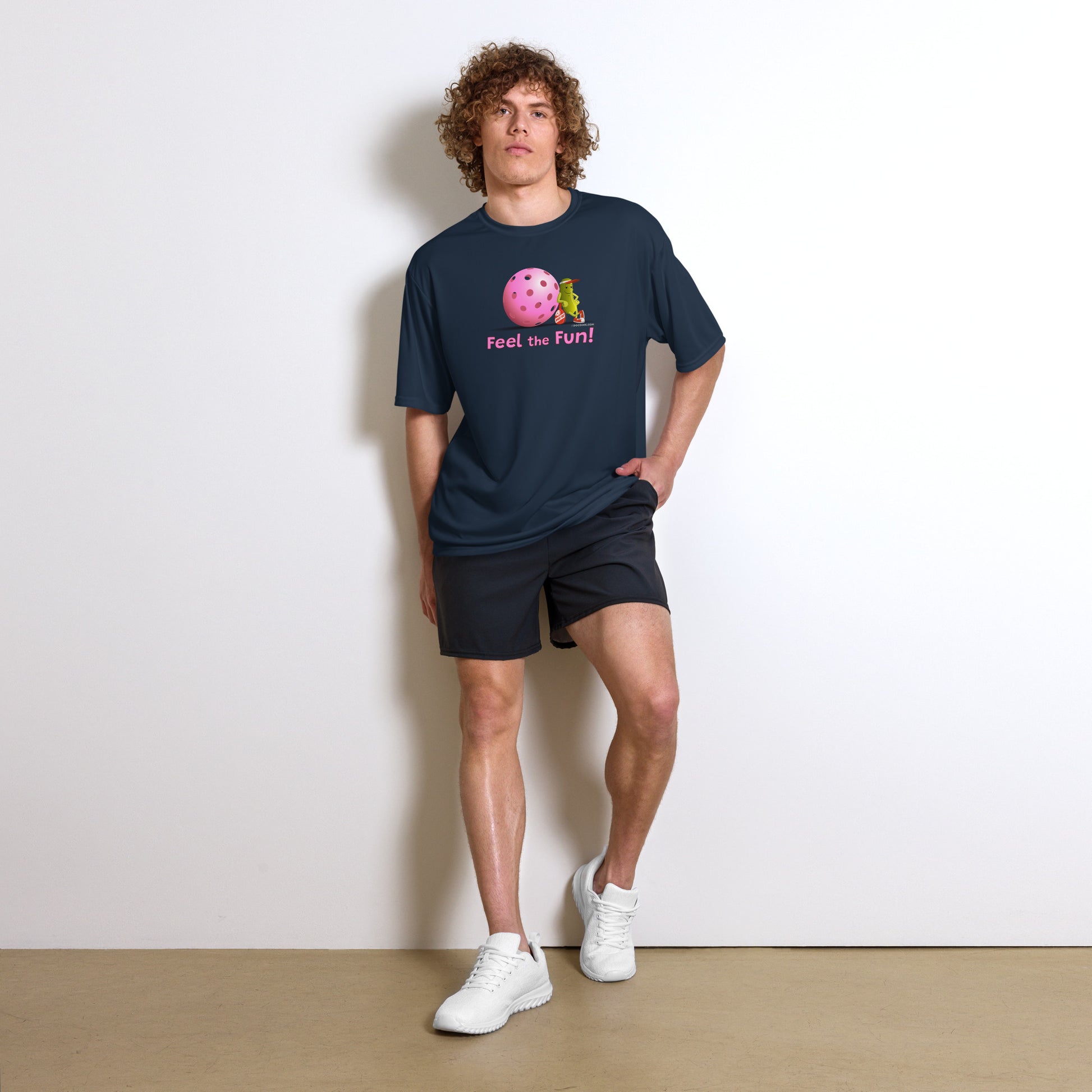 Performance Pickleball T-Shirt - Resting Pickleball - "Feel the Fun" #pink - DocDink.com