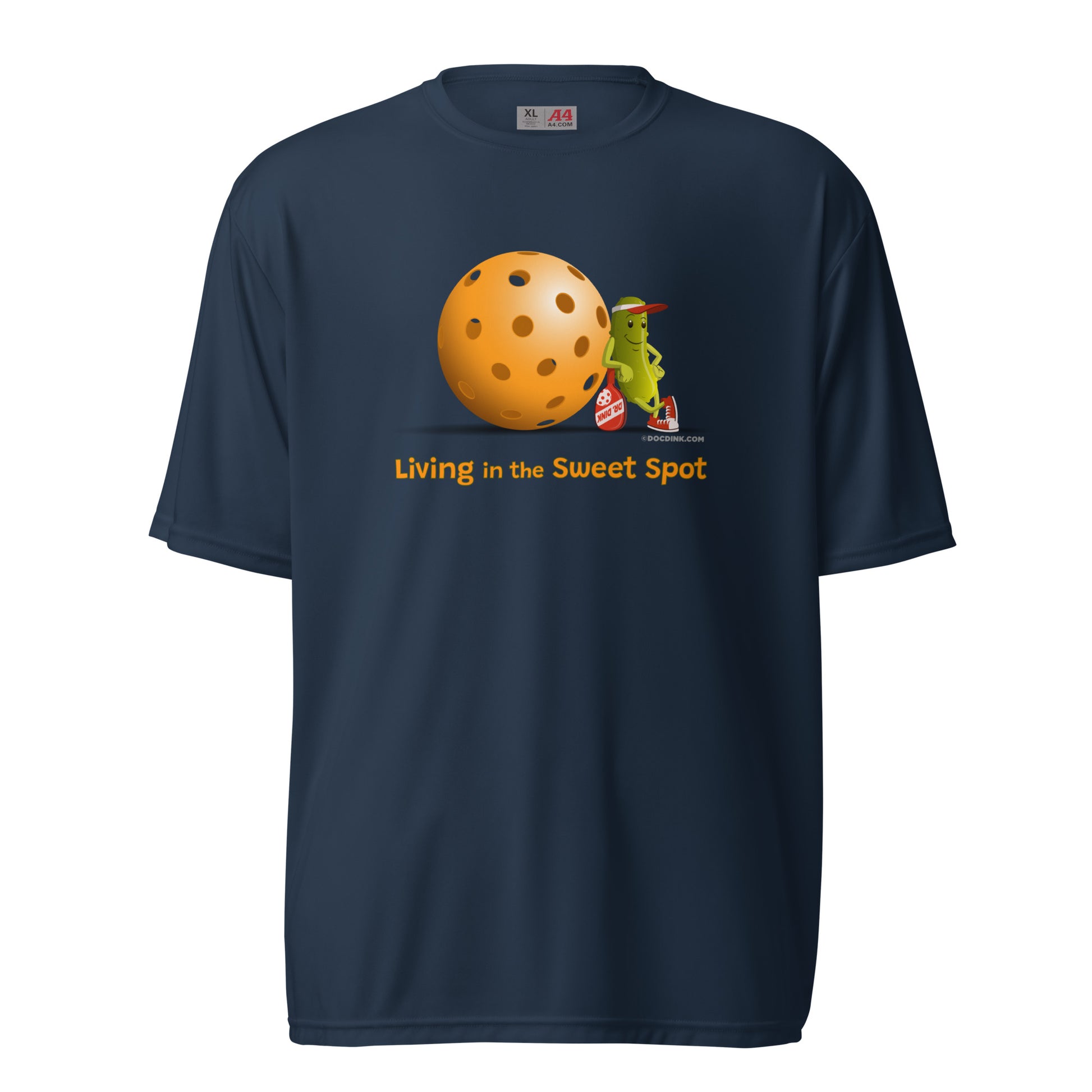 Performance Pickleball T-Shirt - Resting Pickleball - "Living in the Sweet Spot" - DocDink.com