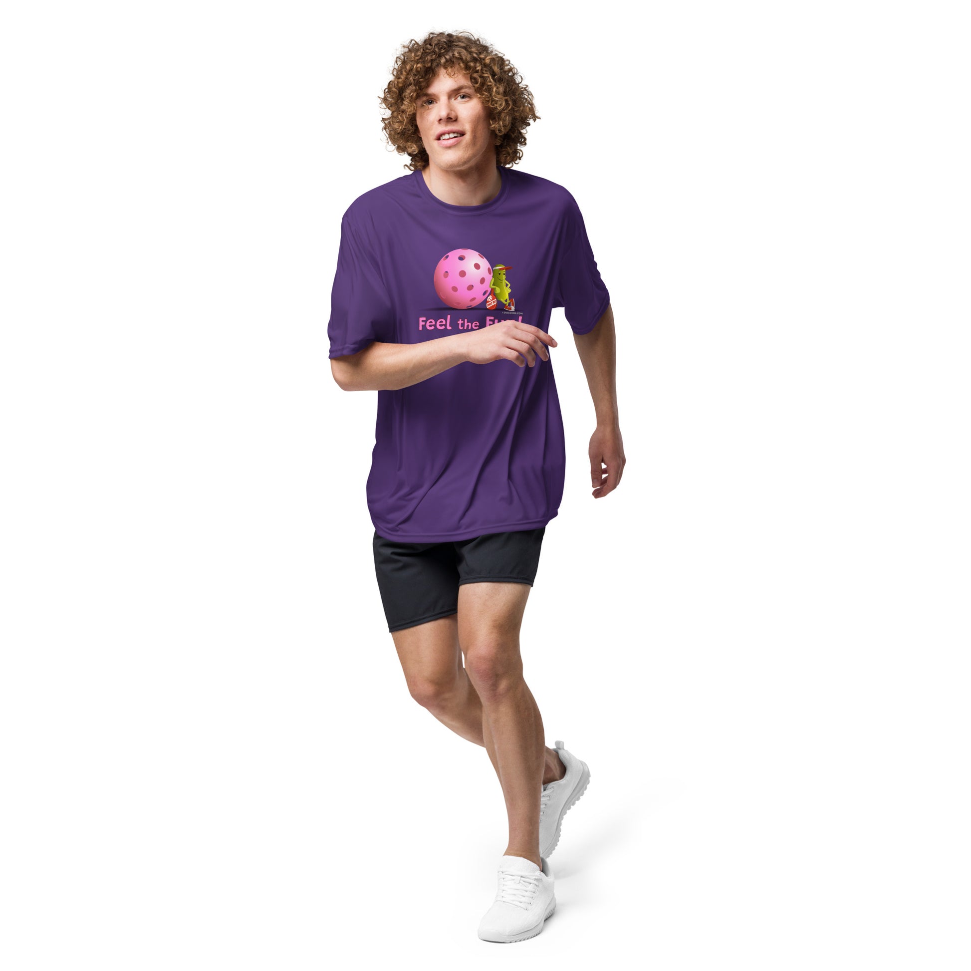 Performance Pickleball T-Shirt - Resting Pickleball - "Feel the Fun" #pink - DocDink.com