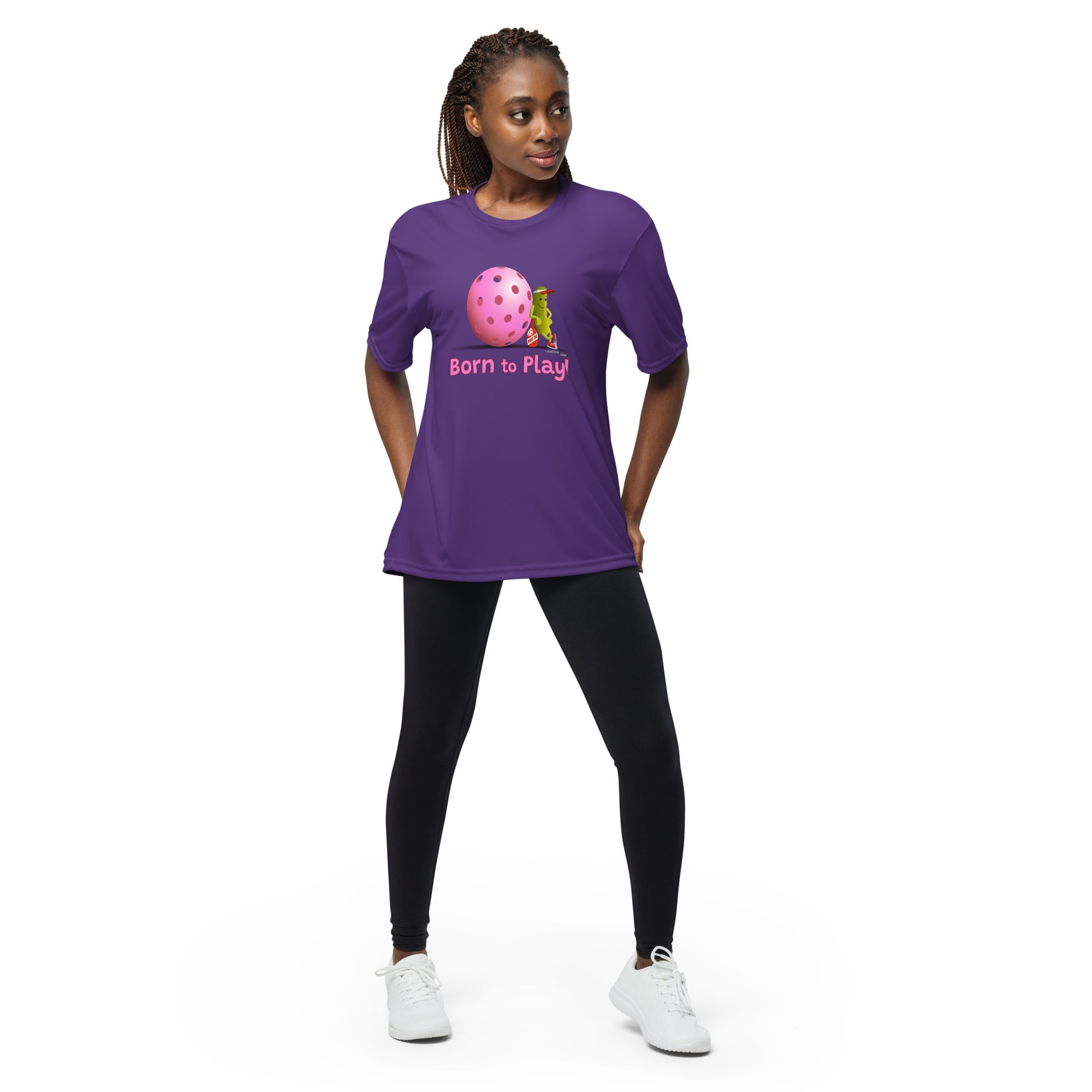 Performance Pickleball T-Shirt - Resting Pickleball - "Born to Play" #pink - DocDink.com