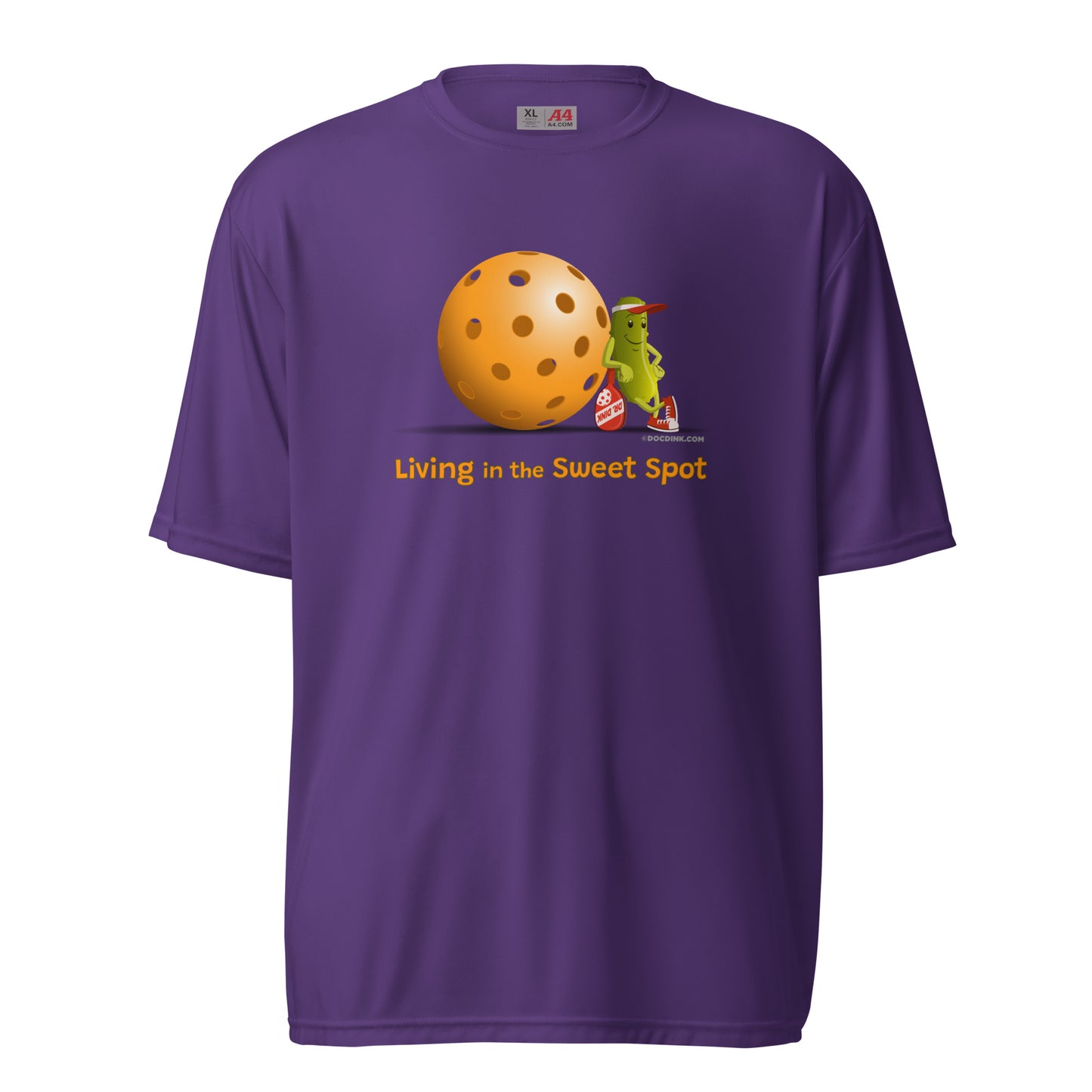 Performance Pickleball T-Shirt - Resting Pickleball - "Living in the Sweet Spot" - DocDink.com