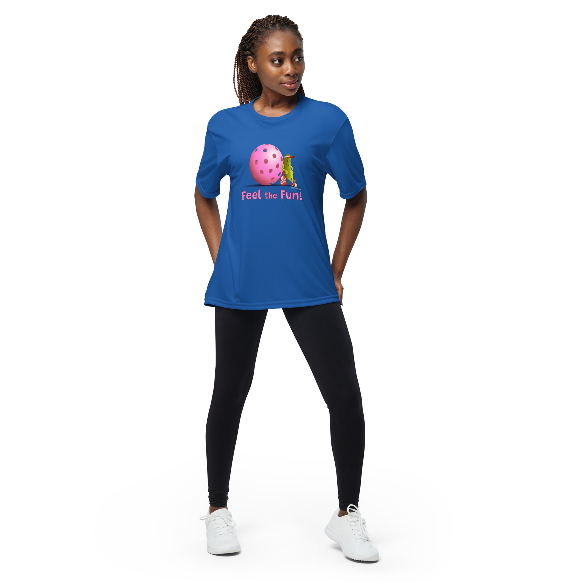 Performance Pickleball T-Shirt - Resting Pickleball - "Feel the Fun" #pink - DocDink.com