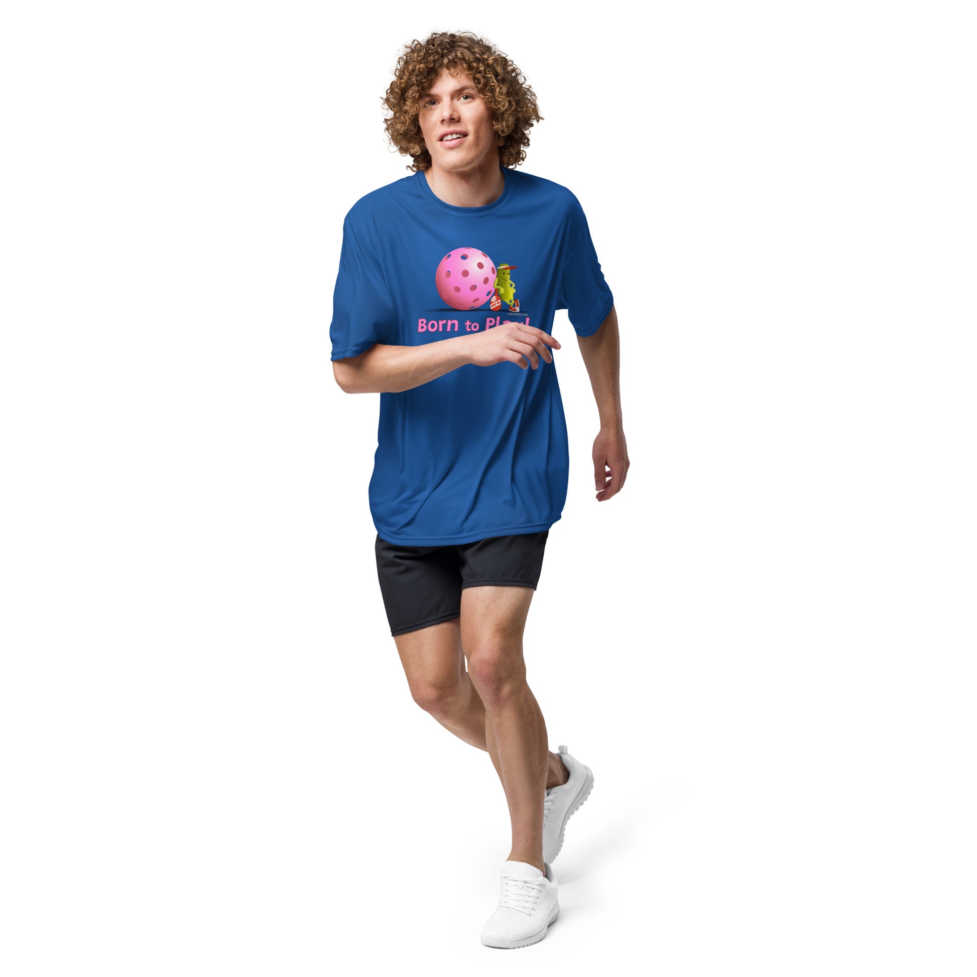 Performance Pickleball T-Shirt - Resting Pickleball - "Born to Play" #pink - DocDink.com