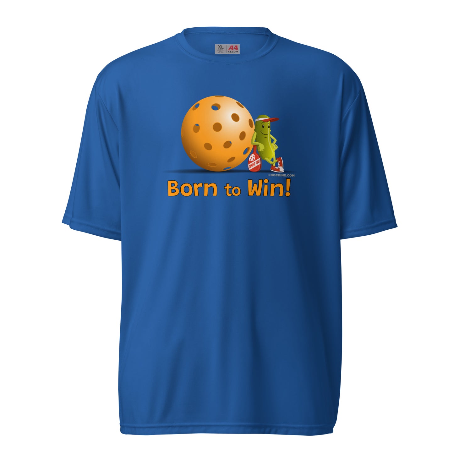 Performance Pickleball T-Shirt - Resting Pickleball - "Born to Win" - DocDink.com