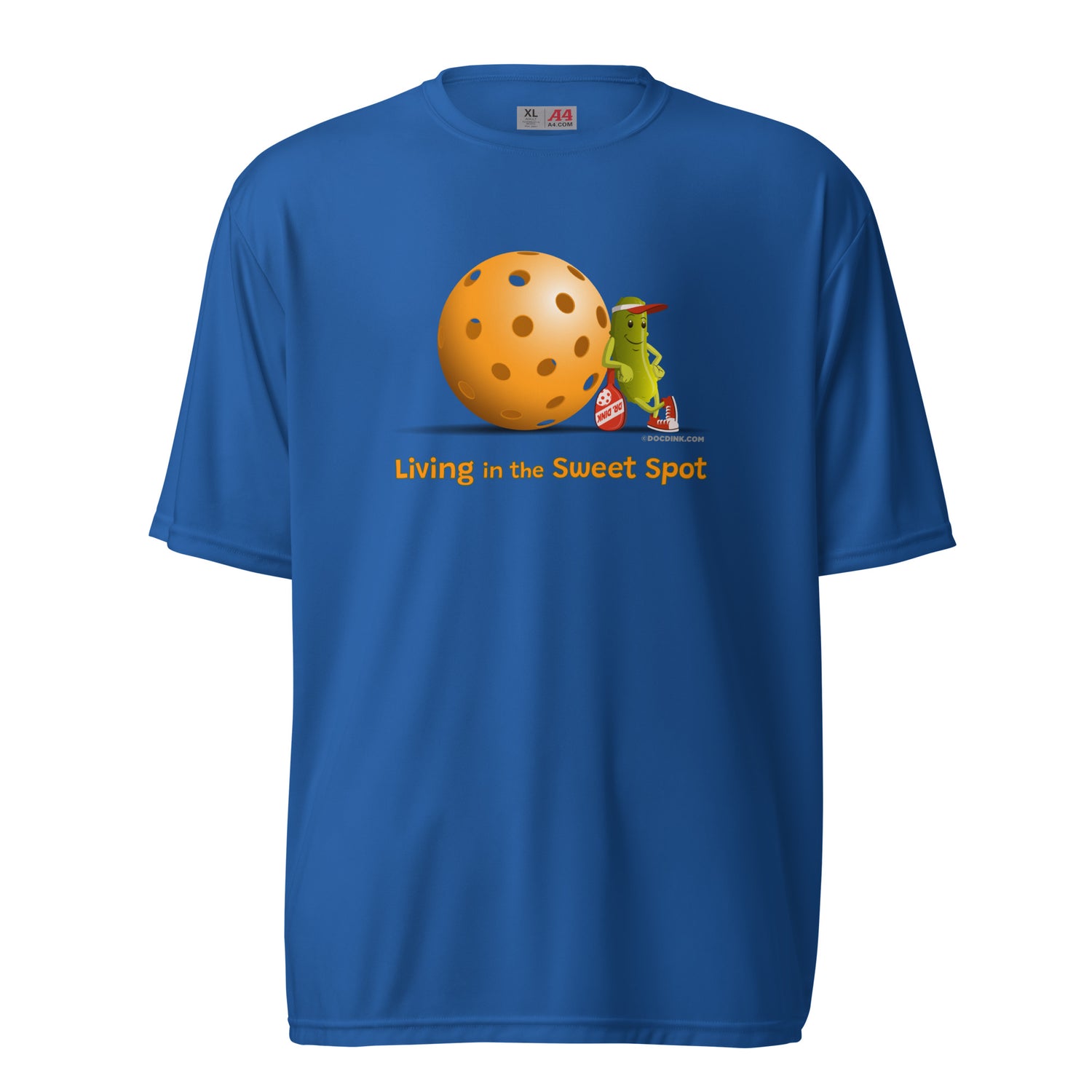 Performance Pickleball T-Shirt - Resting Pickleball - "Living in the Sweet Spot" - DocDink.com