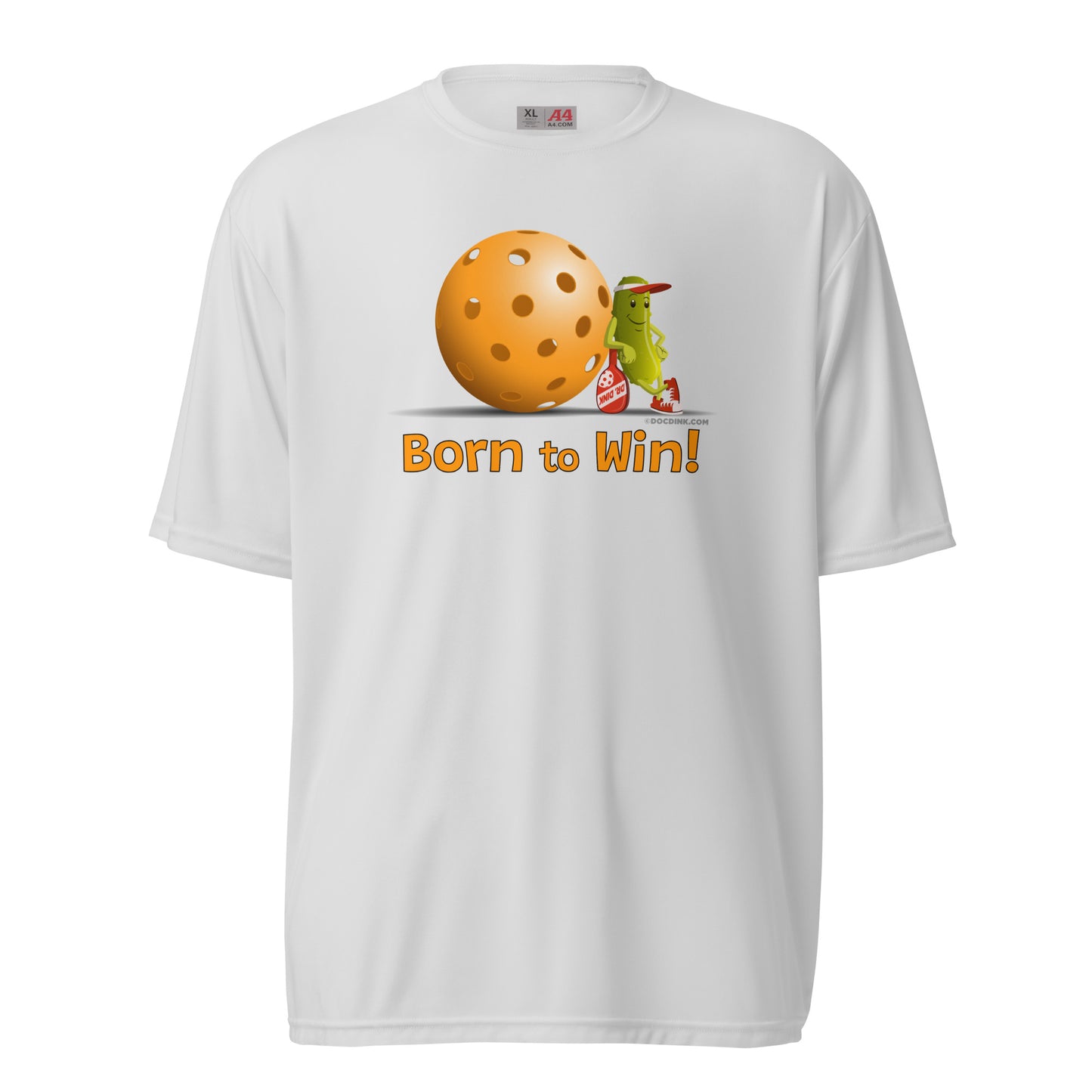 Performance Pickleball T-Shirt - Resting Pickleball - "Born to Win" - DocDink.com