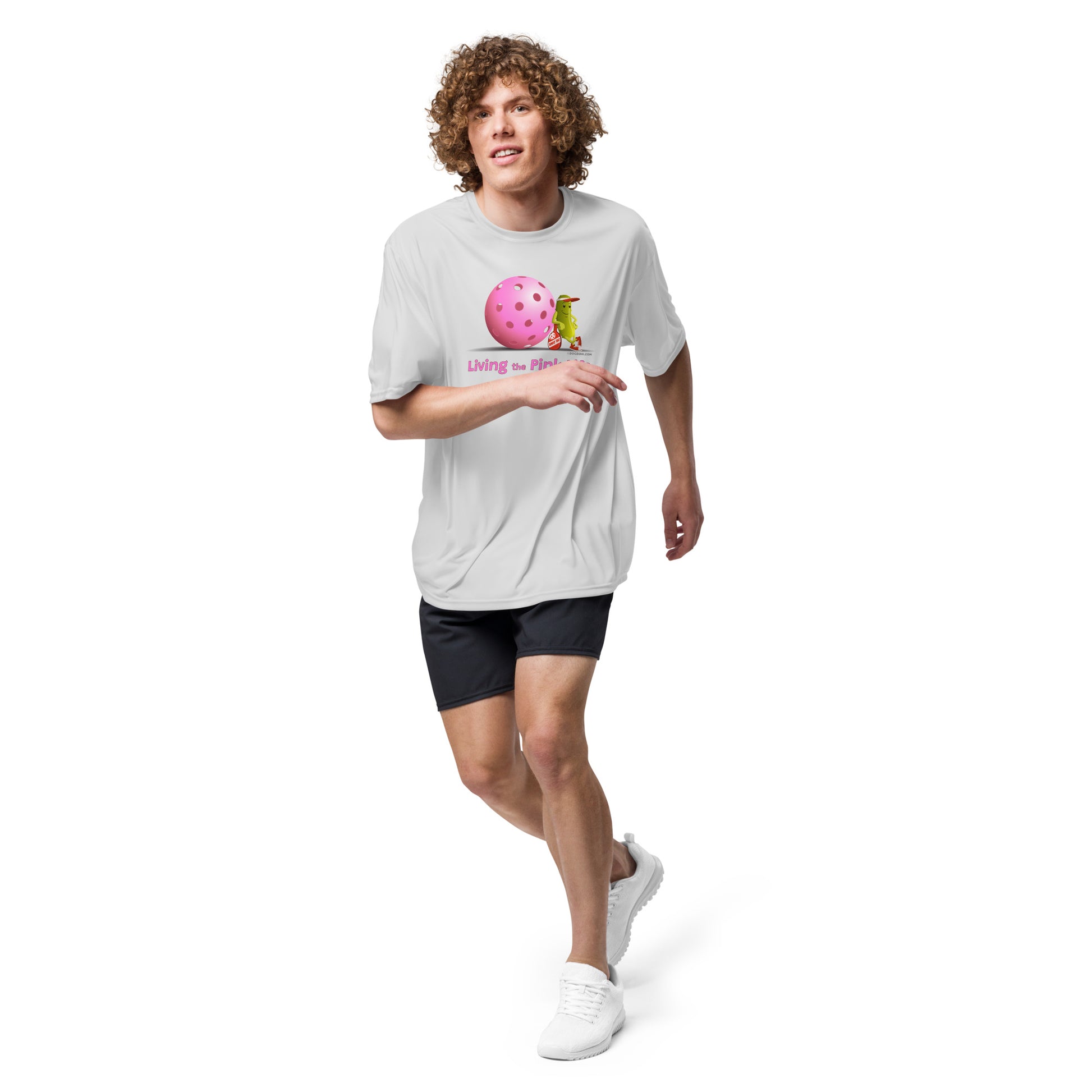 Performance Pickleball T-Shirt - Resting Pickleball - "Living the Pink Life" #pink - DocDink.com