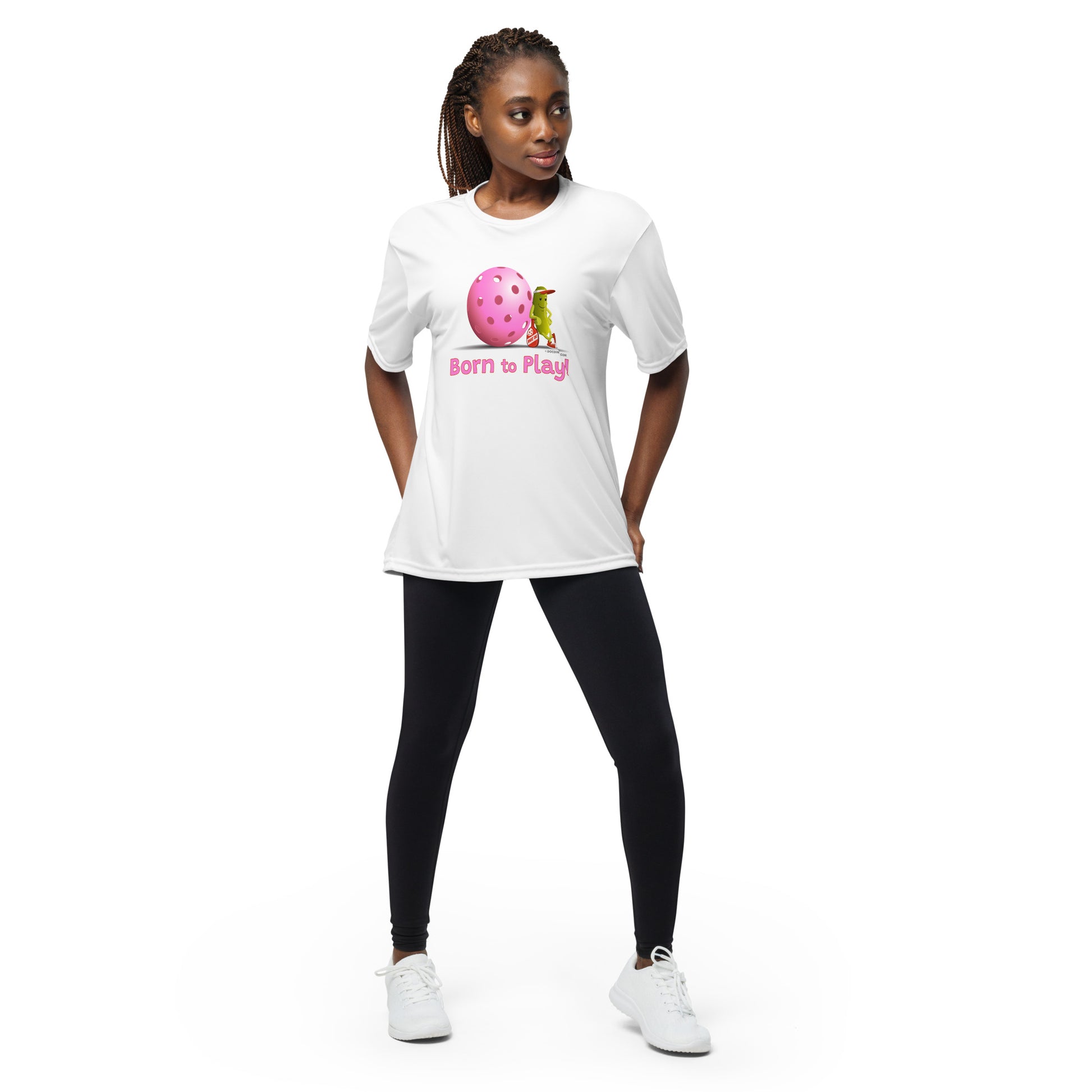 Performance Pickleball T-Shirt - Resting Pickleball - "Born to Play" #pink - DocDink.com