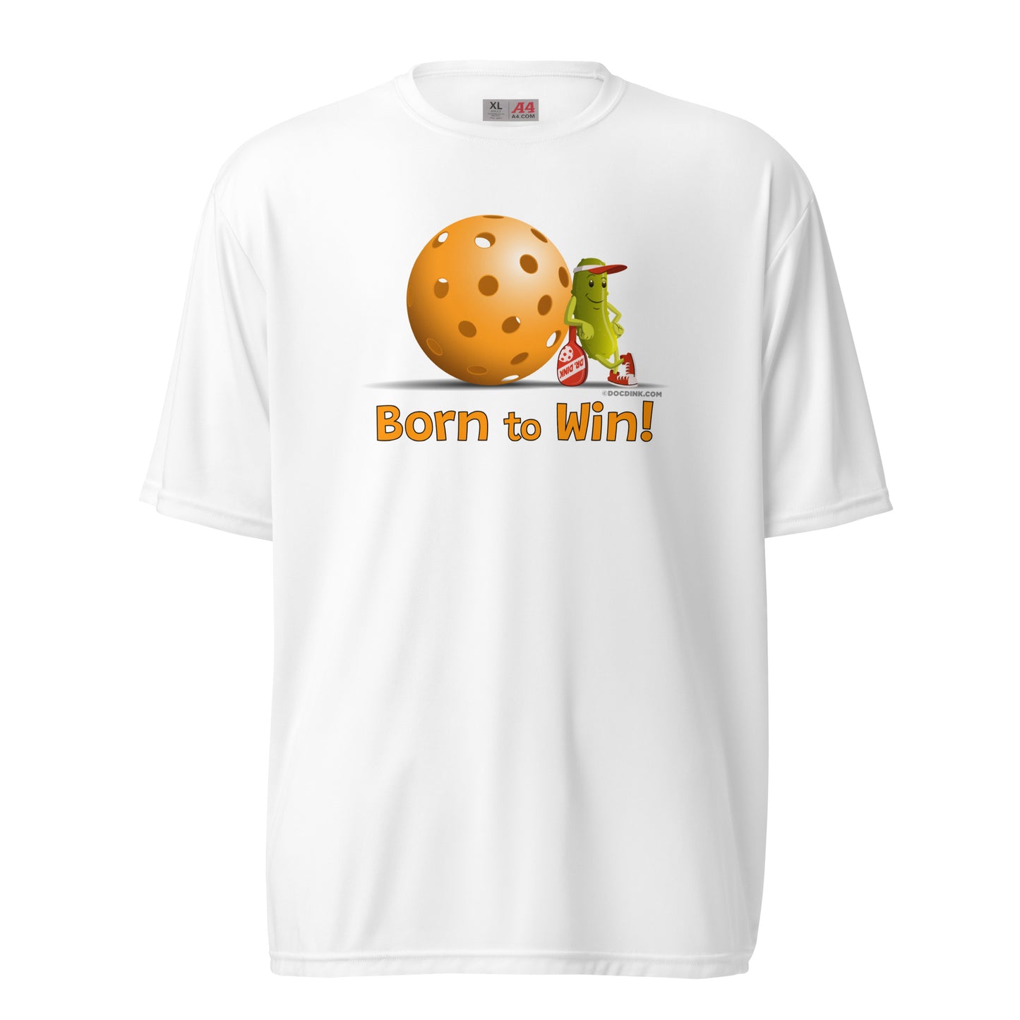 Performance Pickleball T-Shirt - Resting Pickleball - "Born to Win" - DocDink.com