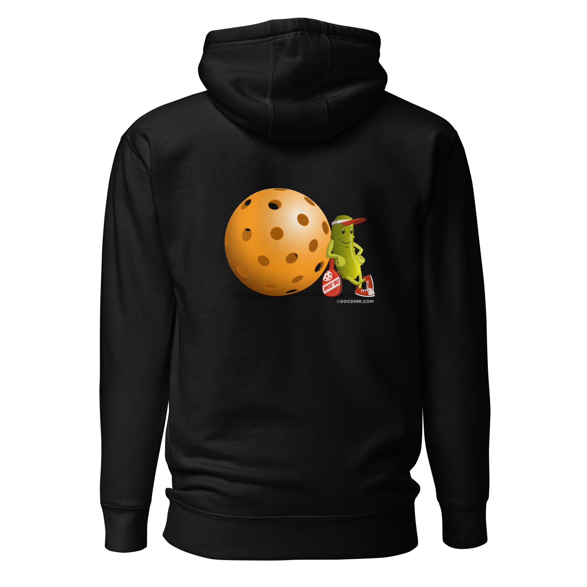 Warm Pickleball Hoodie - Resting Pickleball (back) + Pickleball (pocket) - DocDink.com