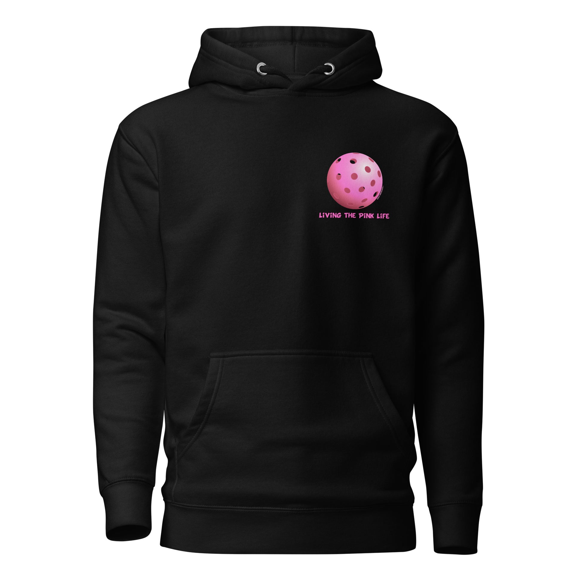 Warm Pickleball Hoodie - Pink Pickleball (pocket) - "Living the Pink Life" - DocDink.com