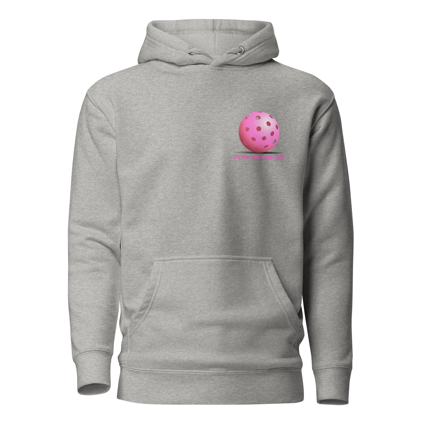 Warm Pickleball Hoodie - Pink Pickleball (pocket) - "Living the Pink Life" - DocDink.com