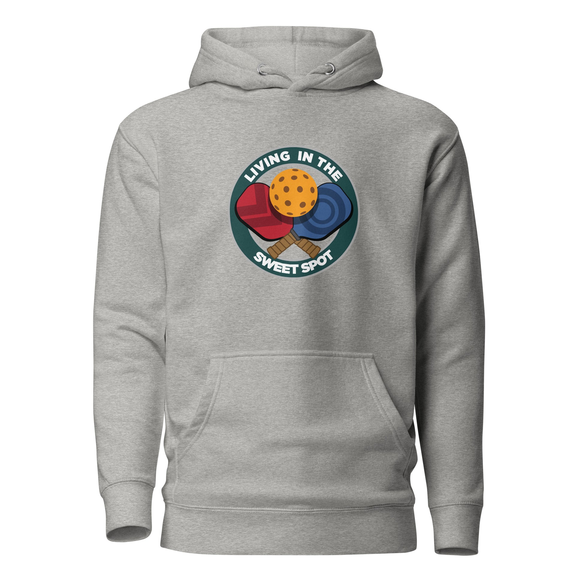 Warm Pickleball Hoodie - "Living in the Sweet Spot" - Crossed Paddles - DocDink.com