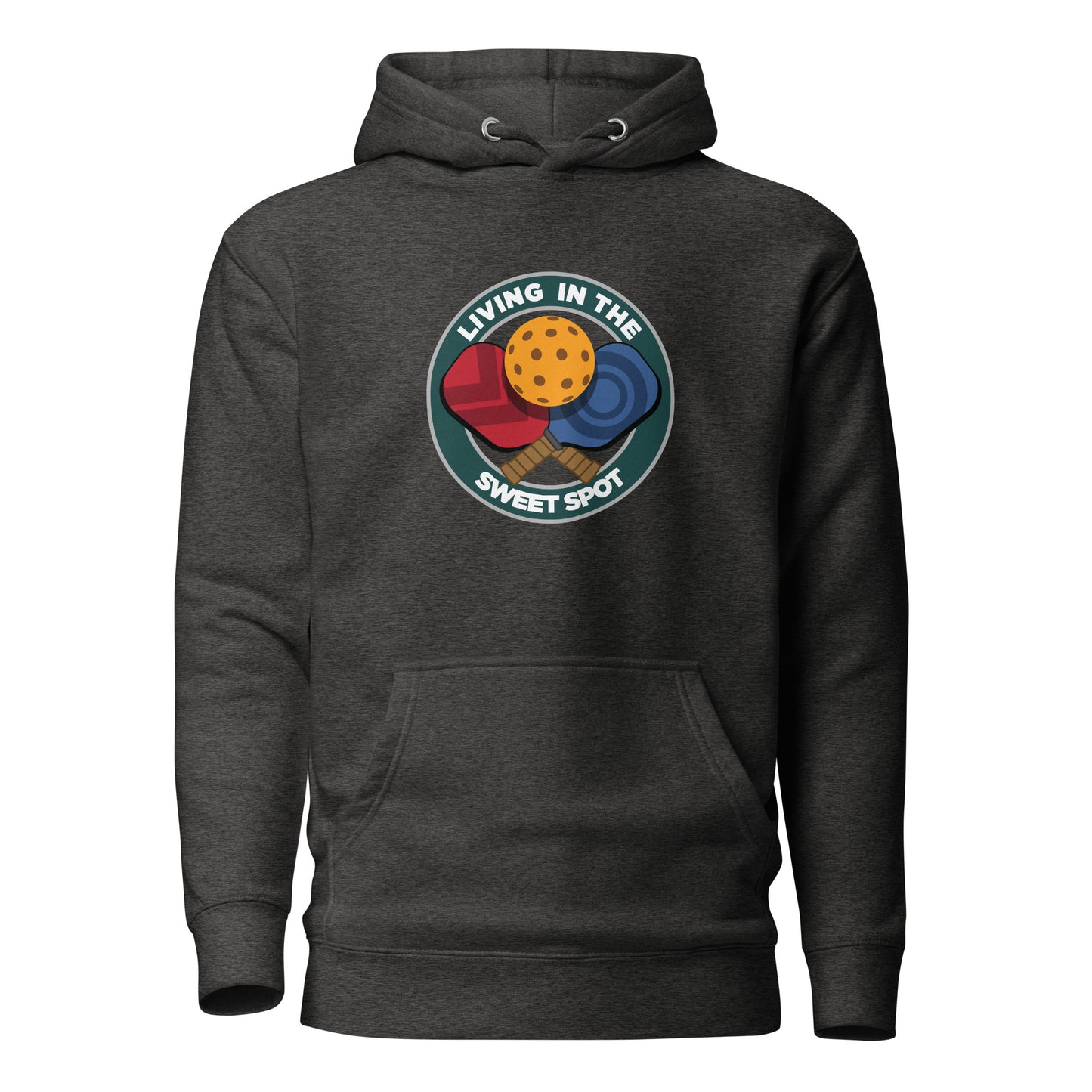 Warm Pickleball Hoodie - "Living in the Sweet Spot" - Crossed Paddles - DocDink.com