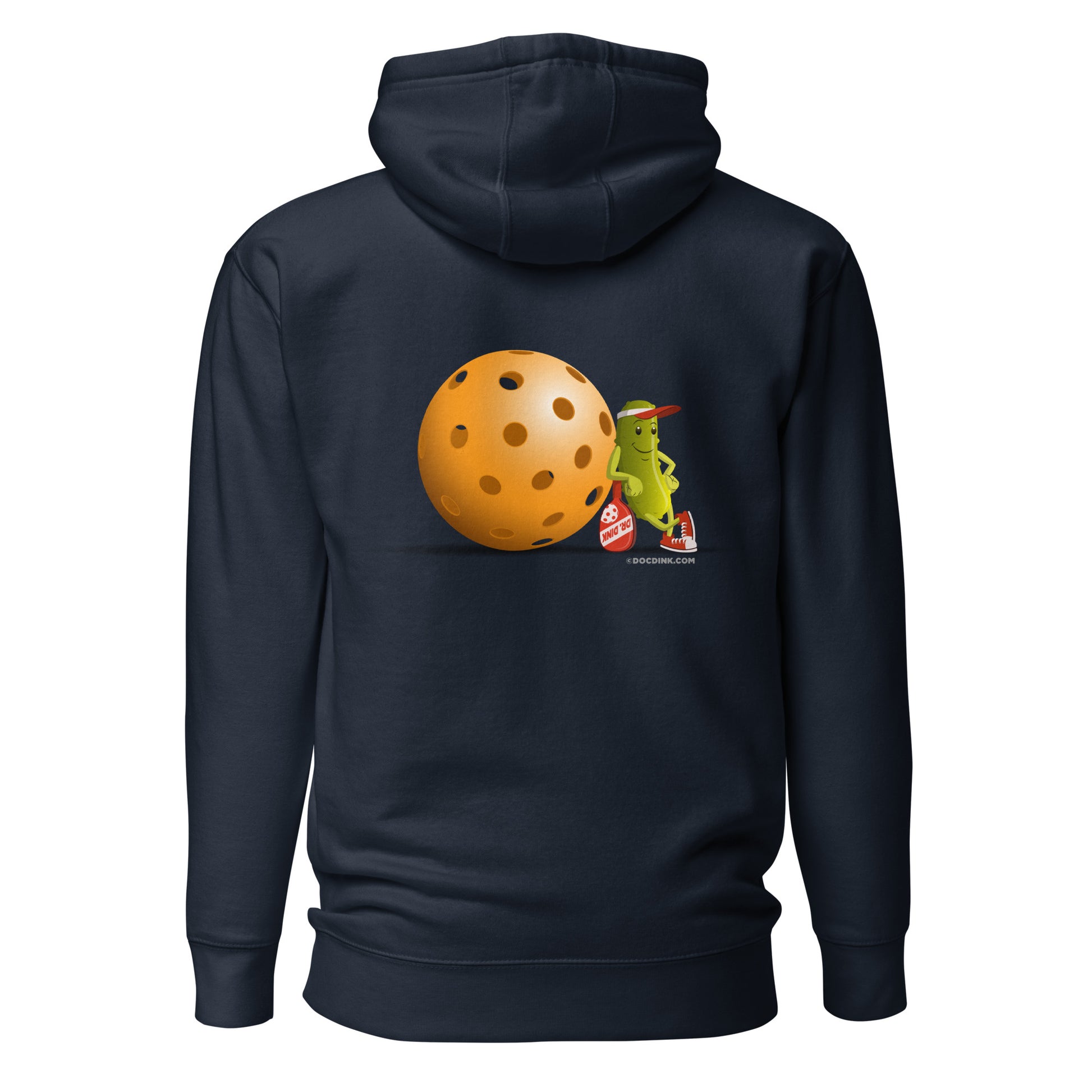 Warm Pickleball Hoodie - Resting Pickleball (back) + Pickleball (pocket) - DocDink.com