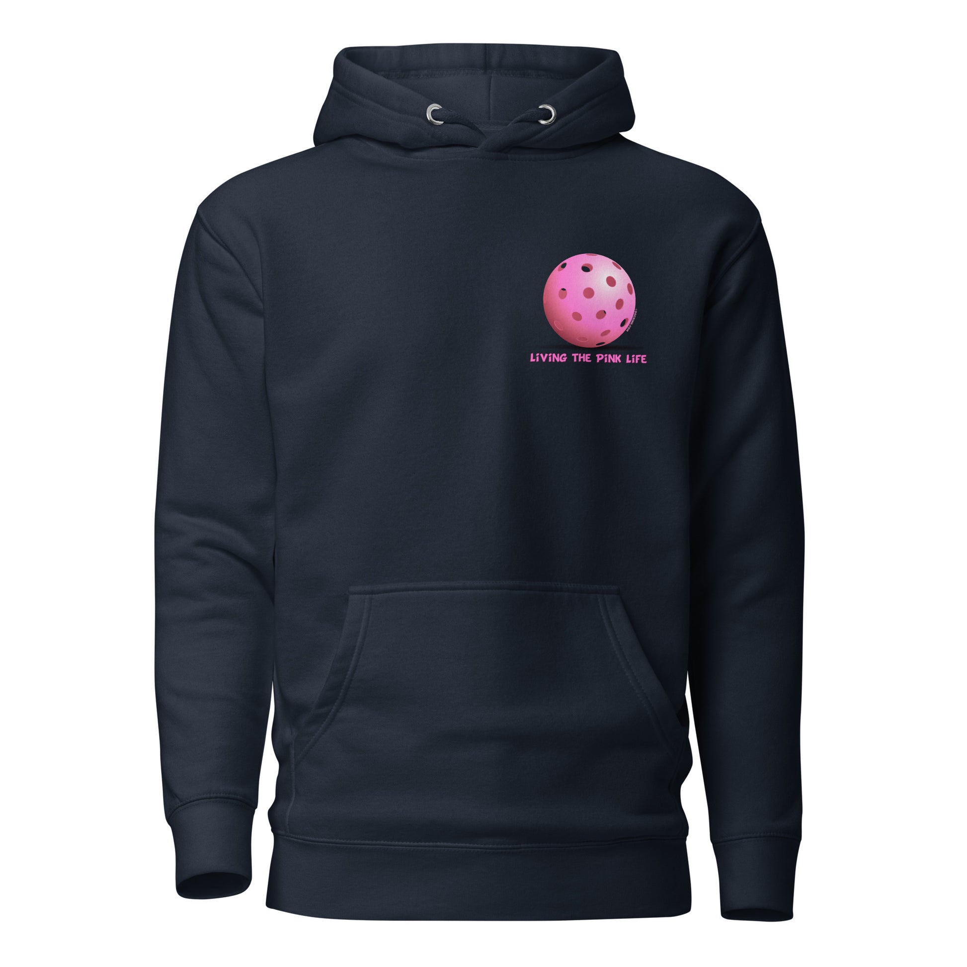 Warm Pickleball Hoodie - Pink Pickleball (pocket) - "Living the Pink Life" - DocDink.com