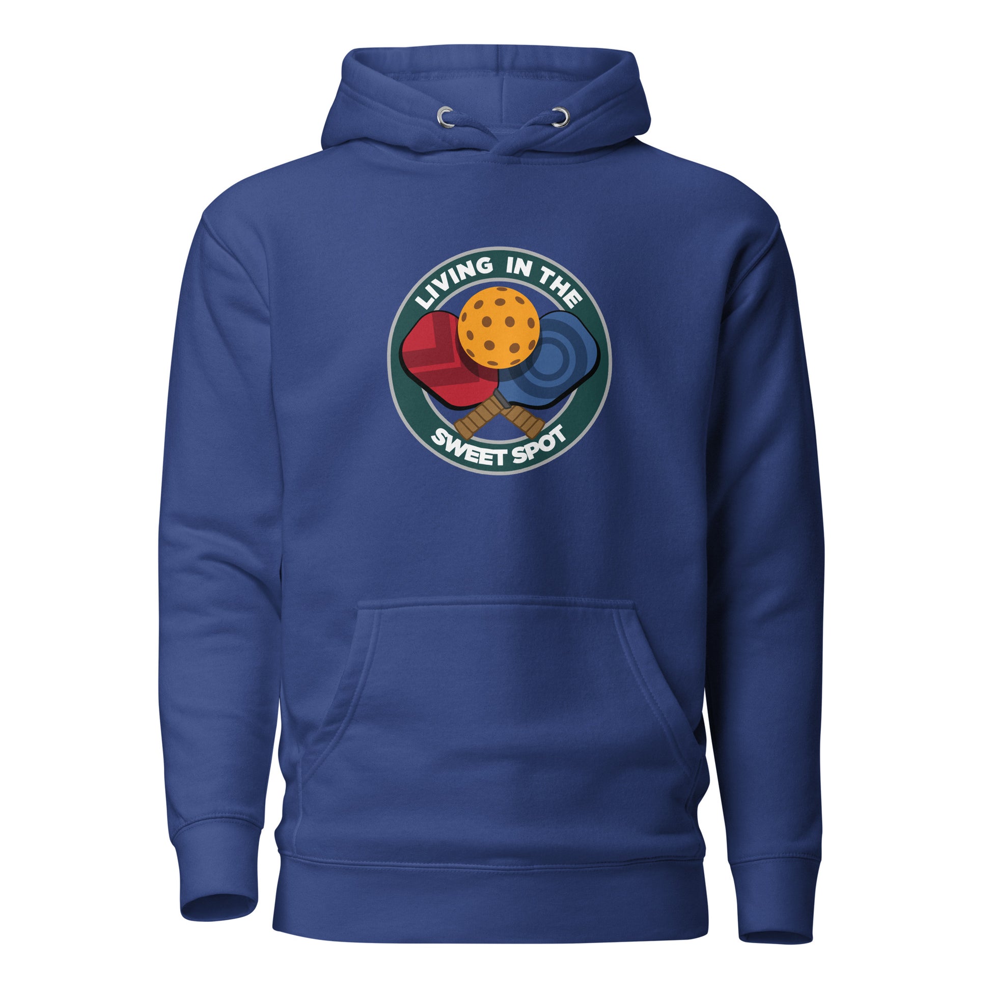 Warm Pickleball Hoodie - "Living in the Sweet Spot" - Crossed Paddles - DocDink.com