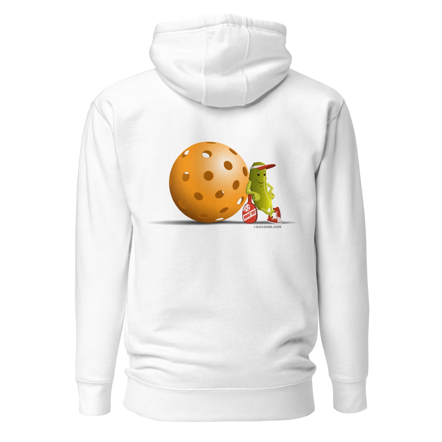 Warm Pickleball Hoodie - Resting Pickleball (back) + Pickleball (pocket) - DocDink.com