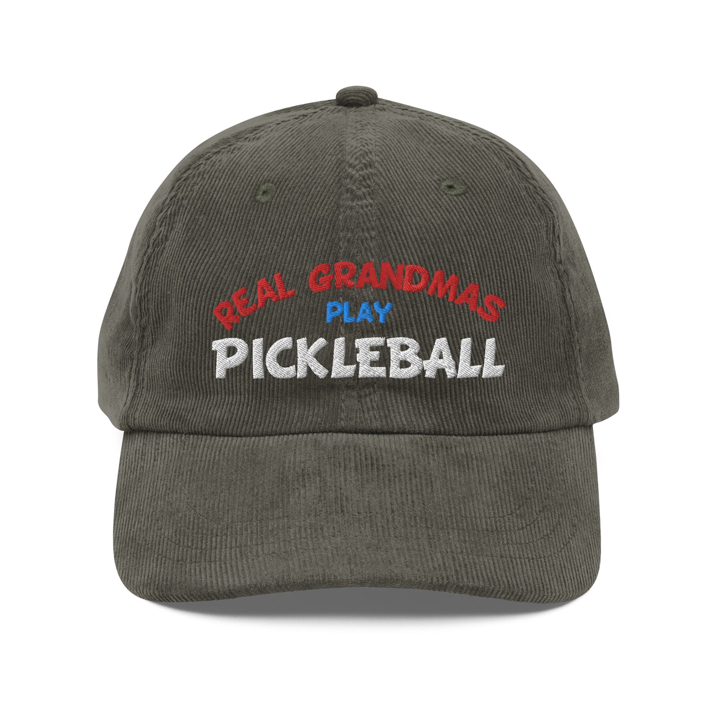 Vintage Corduroy Cap - "REAL Grandmas Play Pickleball" - DocDink.com