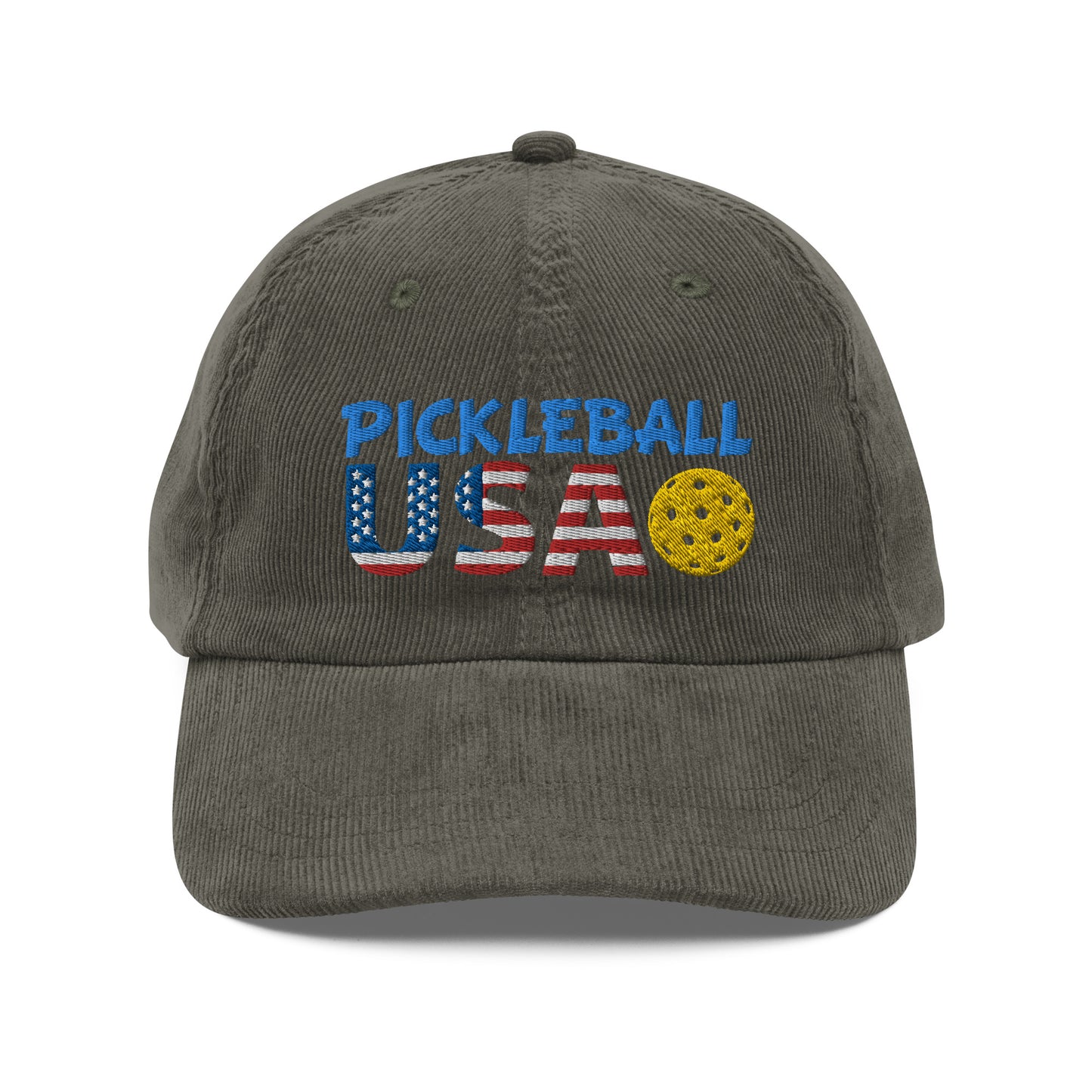 Vintage Corduroy Cap - "Pickleball USA" + ball - DocDink.com