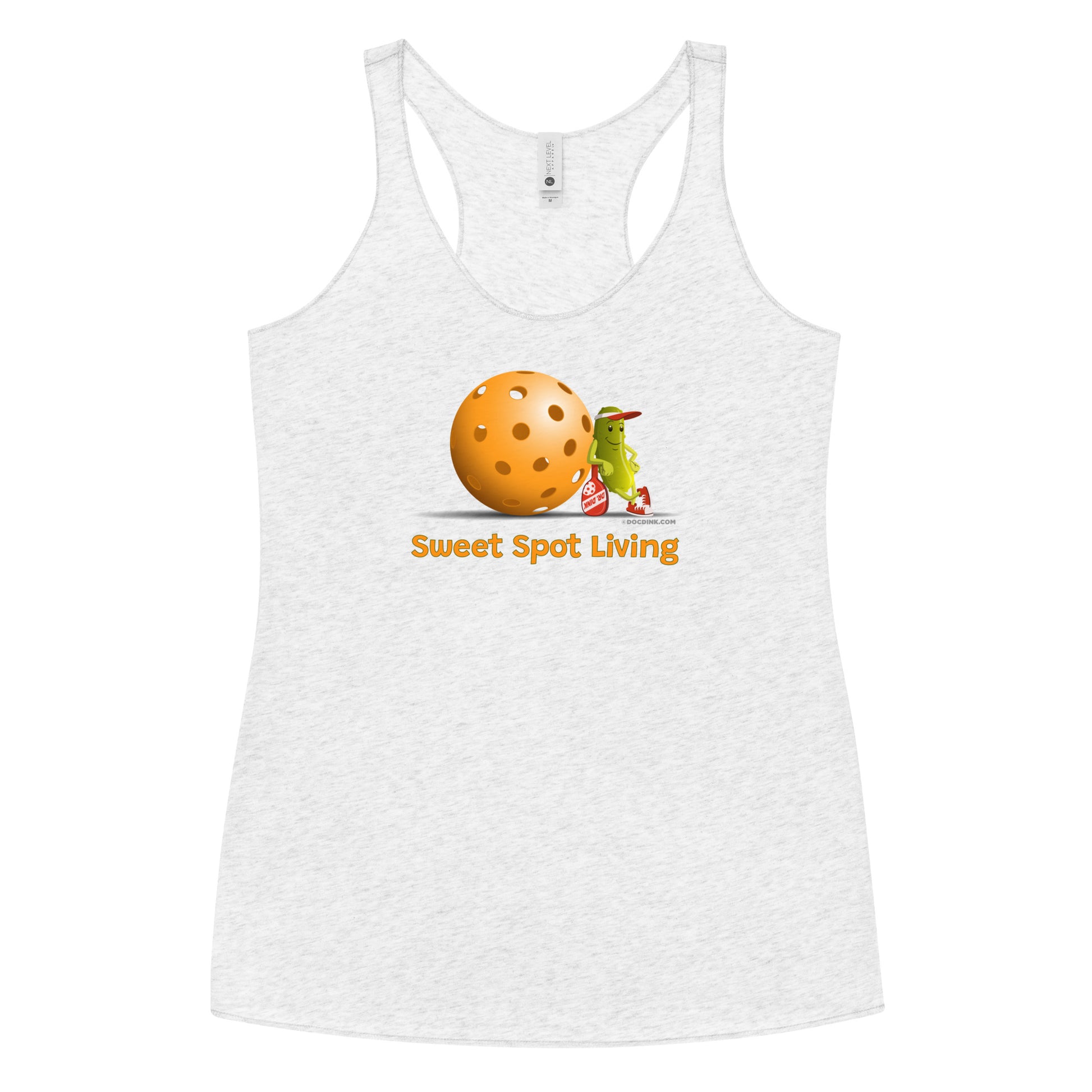 Women's Racerback Pickleball Tank Top - Resting Pickleball - "Sweet Spot Living" - DocDink.com