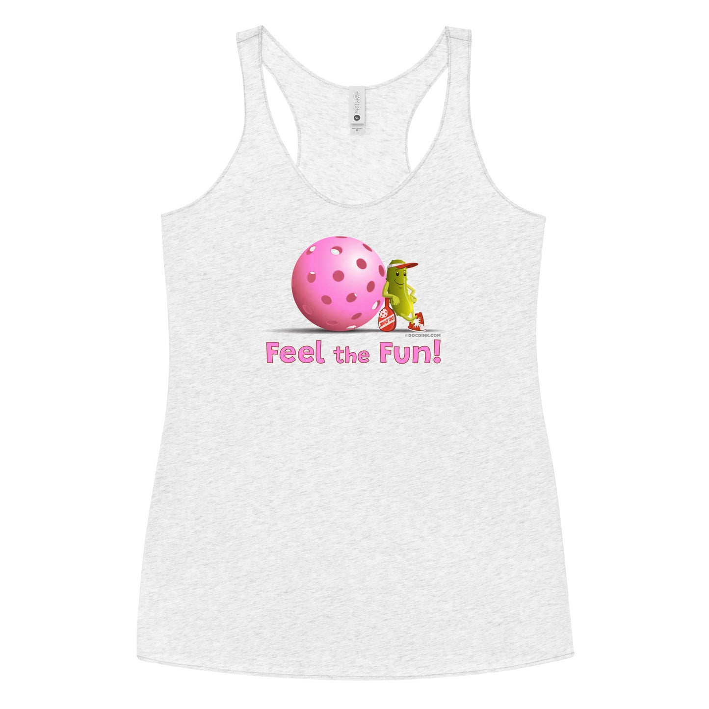 Women's Racerback Pickleball Tank Top - Resting Pickleball - "Feel the Fun" #pink - DocDink.com