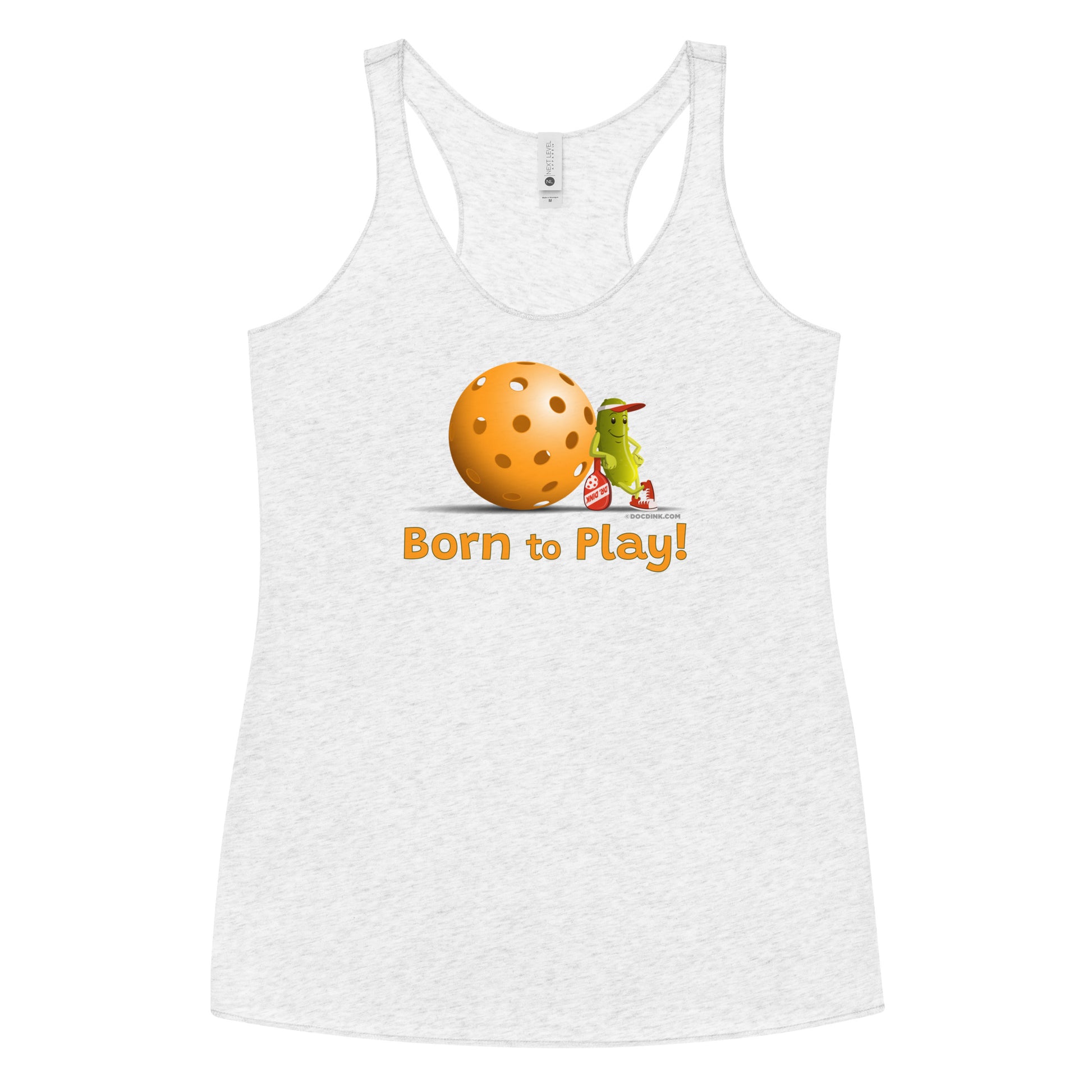 Women's Racerback Pickleball Tank Top - Resting Pickleball - "Born to Play" - DocDink.com