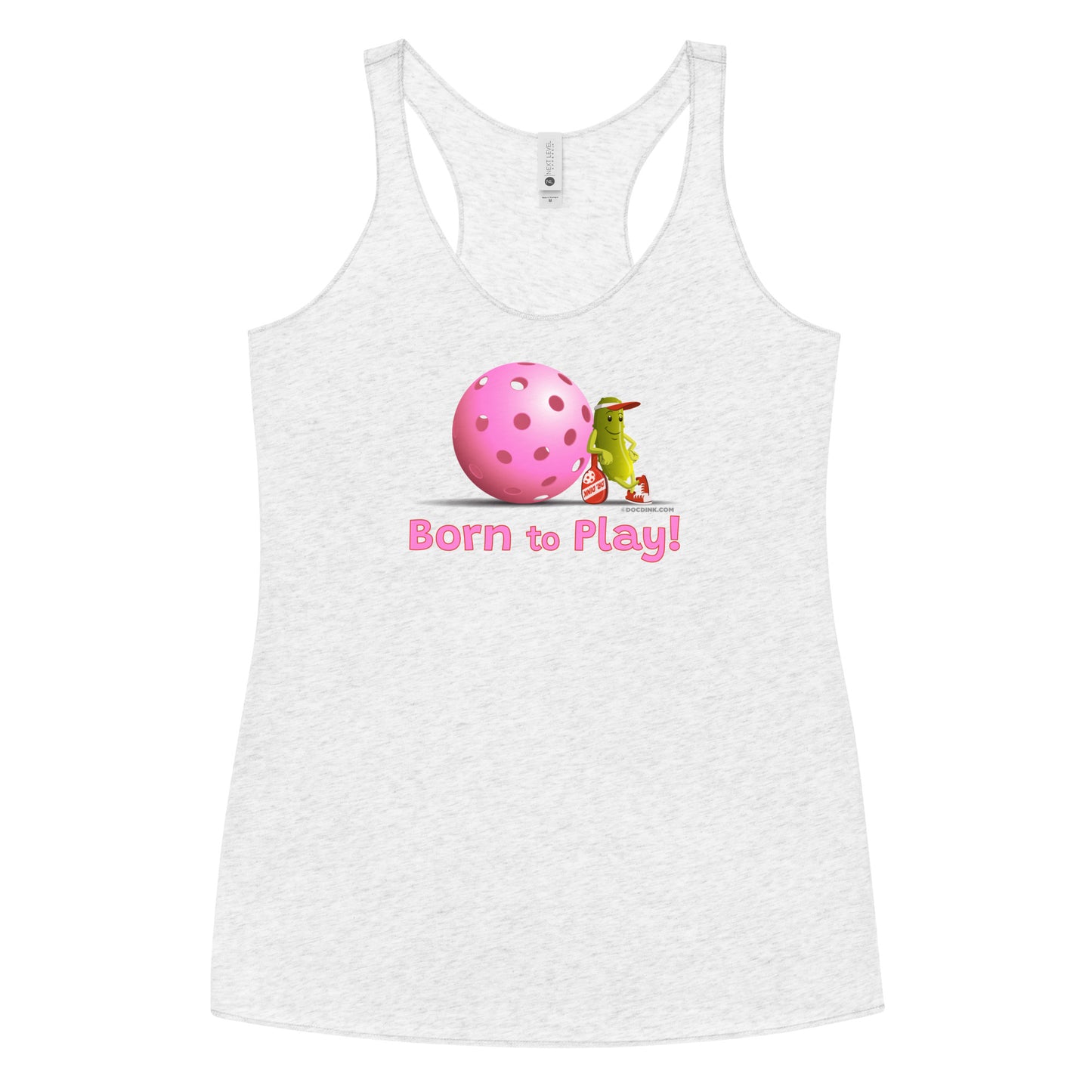 Women's Racerback Pickleball Tank Top - Resting Pickleball - "Born to Play" #pink - DocDink.com