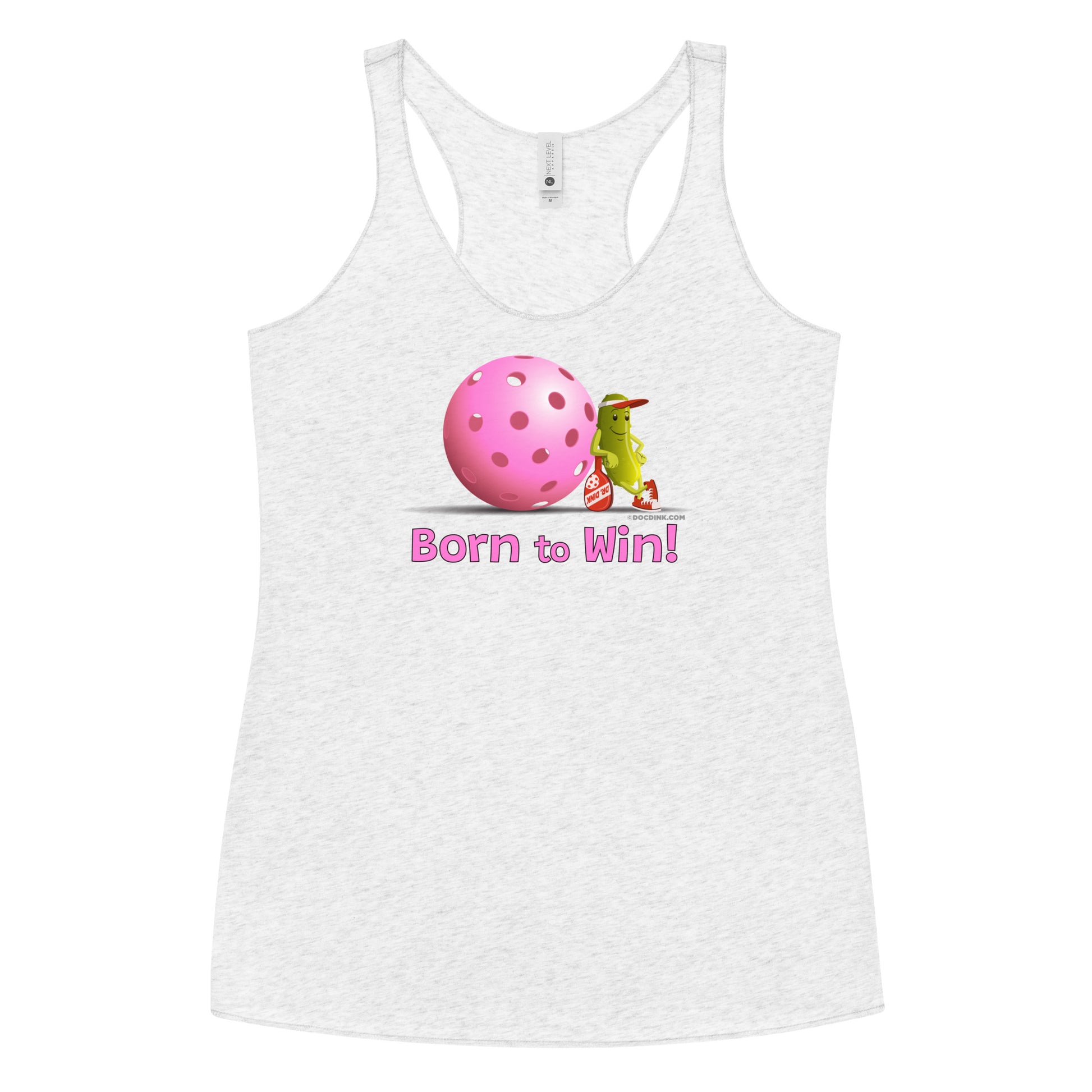 Women's Racerback Pickleball Tank Top - Resting Pickleball - "Born to Win" #pink - DocDink.com