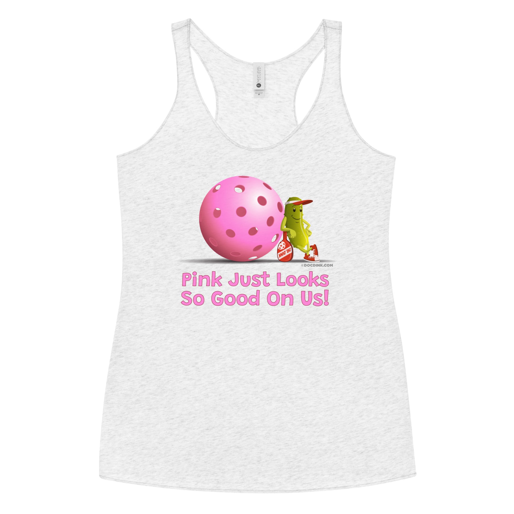 Women's Racerback Pickleball Tank Top - Resting Pickleball - "Pink Looks So Good..." #pink - DocDink.com