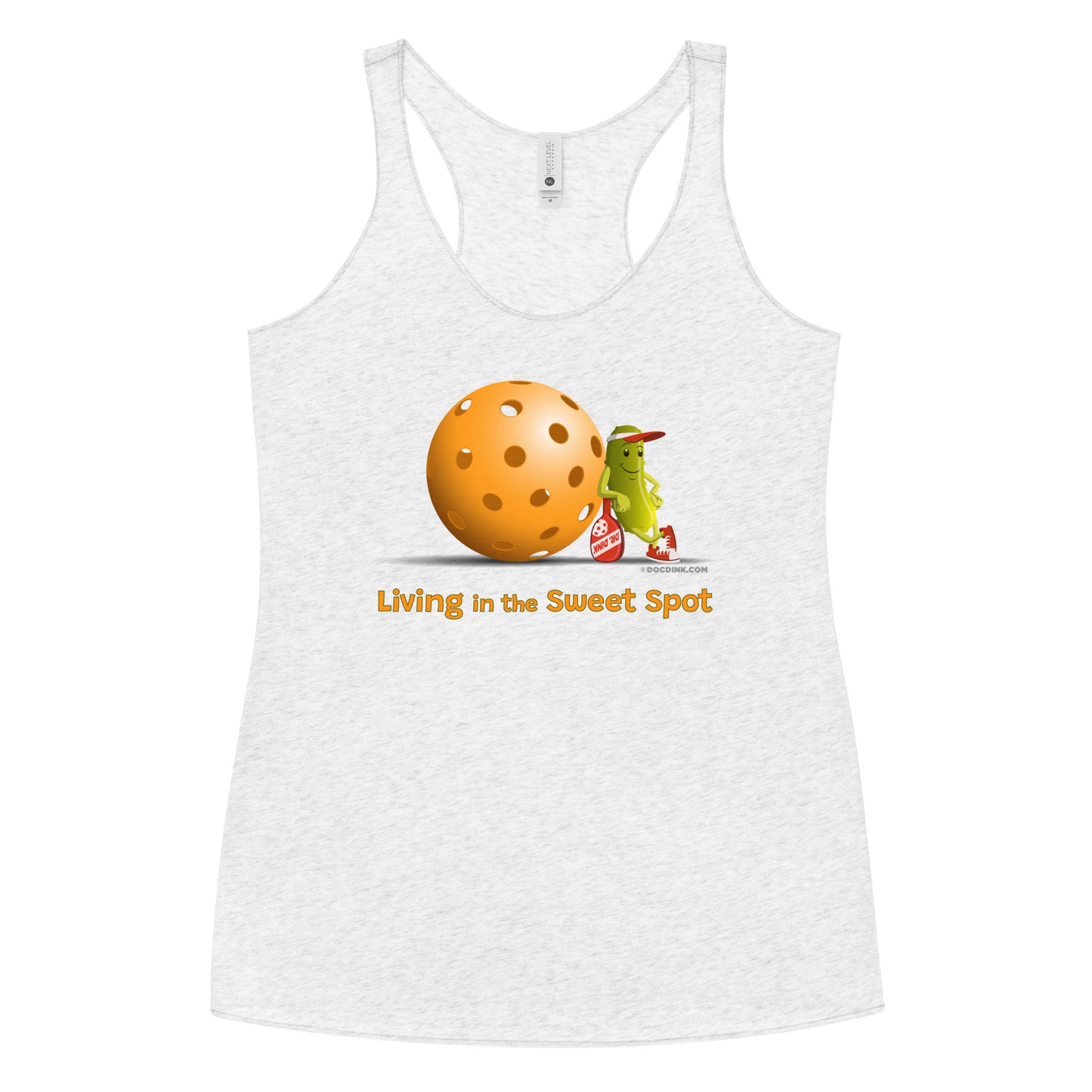 Women's Racerback Pickleball Tank Top - Resting Pickleball - "Living in the Sweet Spot" - DocDink.com