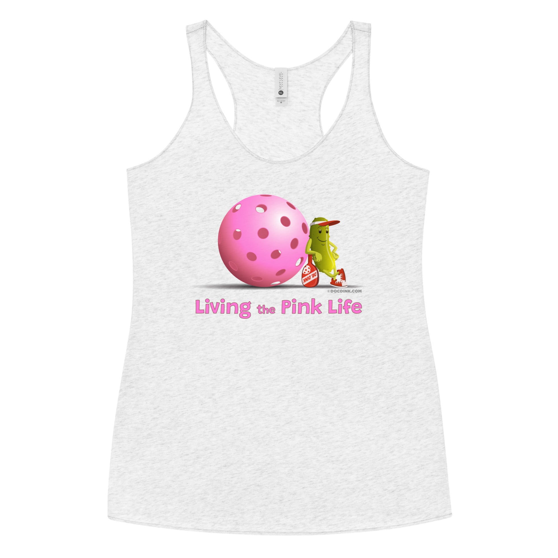 Women's Racerback Pickleball Tank Top - Resting Pickleball - "Living the Pink Life" #pink - DocDink.com