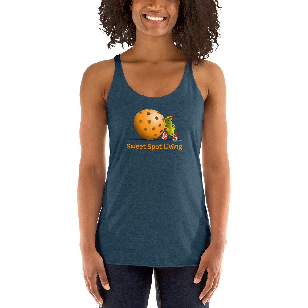 Women's Racerback Pickleball Tank Top - Resting Pickleball - "Sweet Spot Living" - DocDink.com