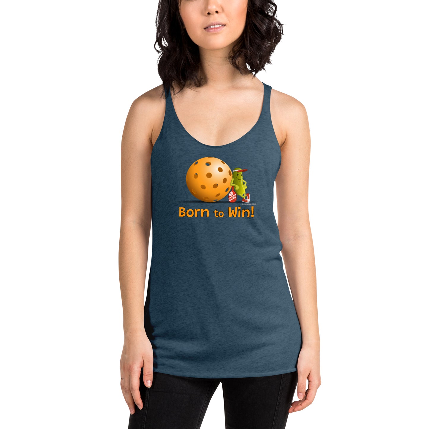 Women's Racerback Pickleball Tank Top - Resting Pickleball - "Born to Win" - DocDink.com