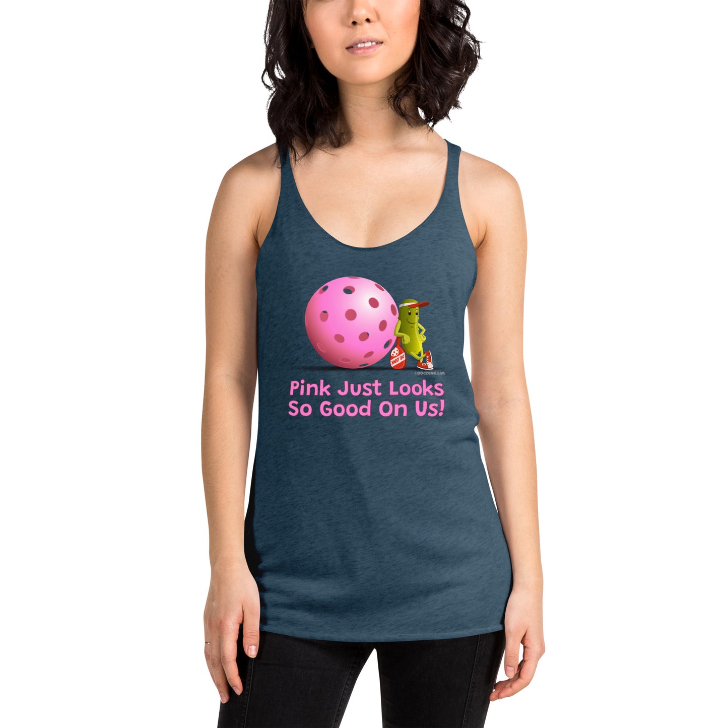 Women's Racerback Pickleball Tank Top - Resting Pickleball - "Pink Looks So Good..." #pink - DocDink.com