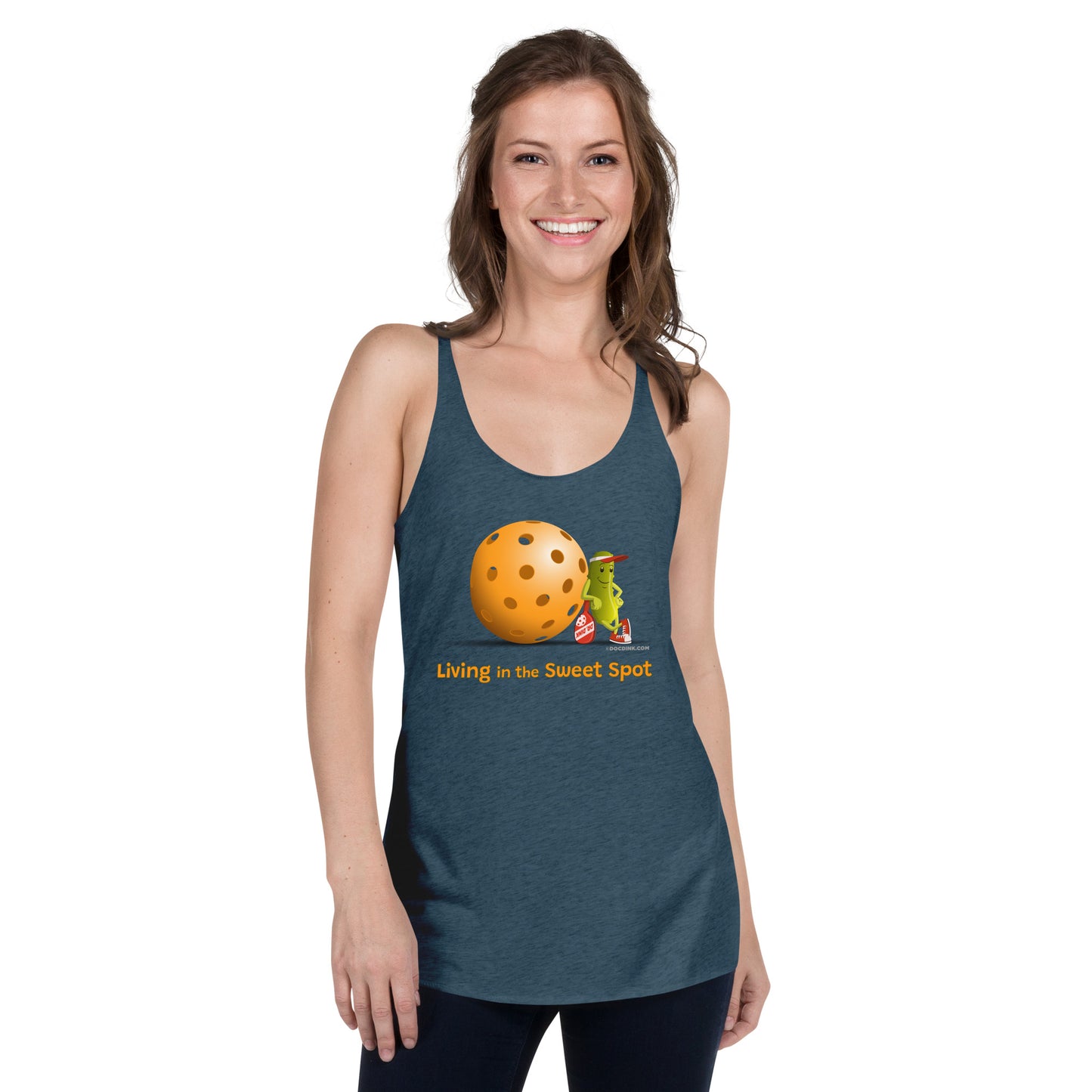 Women's Racerback Pickleball Tank Top - Resting Pickleball - "Living in the Sweet Spot" - DocDink.com