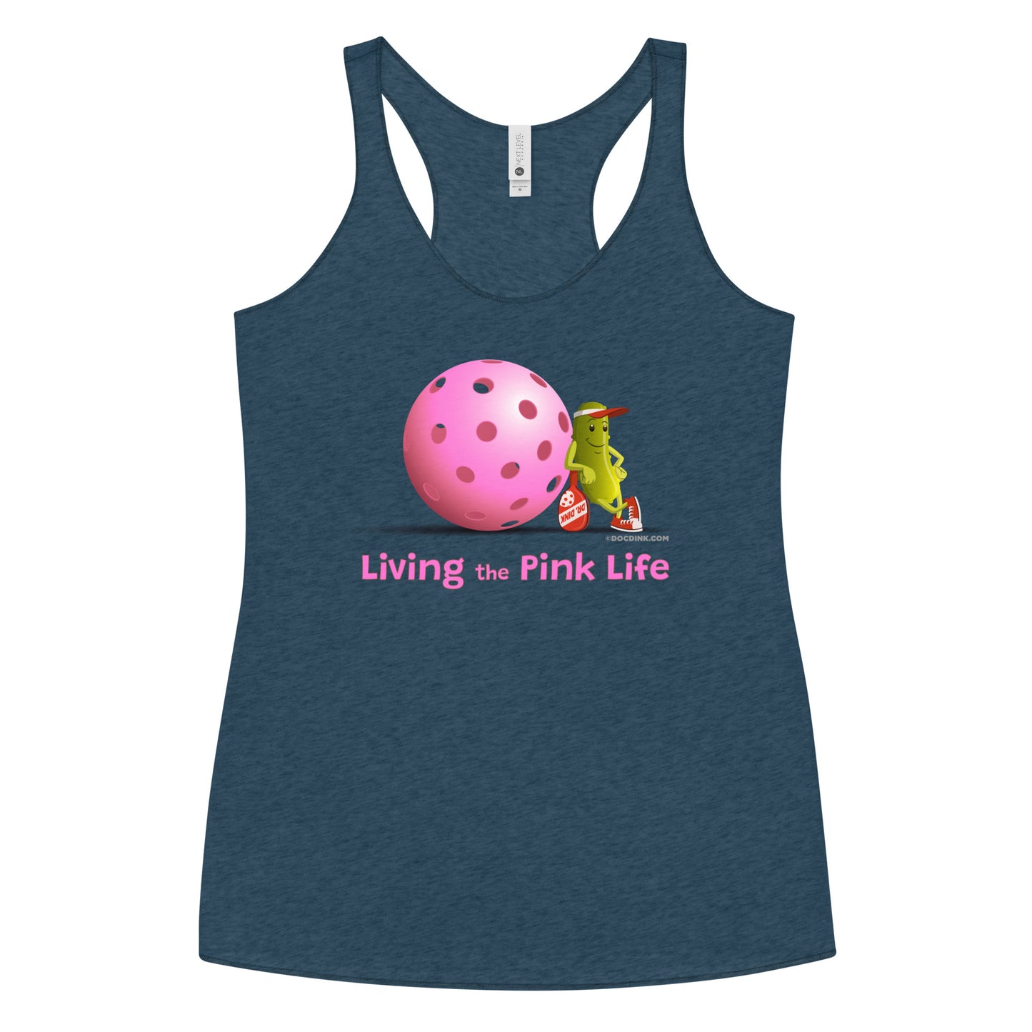 Women's Racerback Pickleball Tank Top - Resting Pickleball - "Living the Pink Life" #pink - DocDink.com