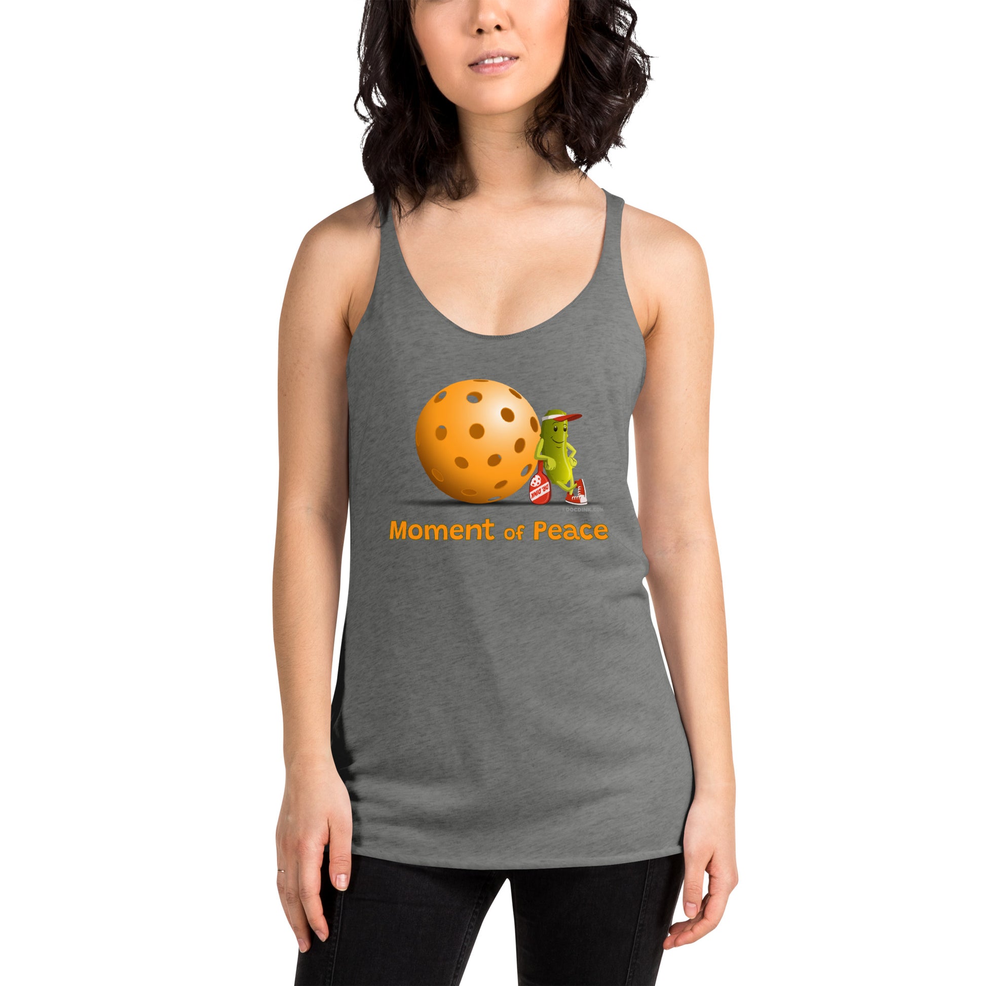 Women's Racerback Pickleball Tank Top - Resting Pickleball - "Moment of Peace" - DocDink.com