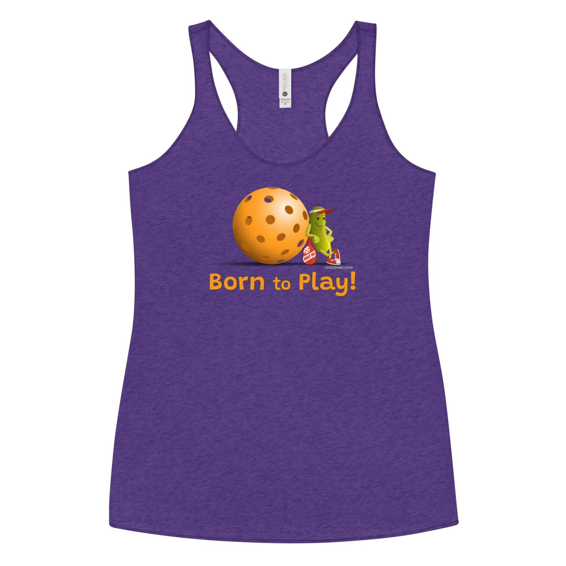 Women's Racerback Pickleball Tank Top - Resting Pickleball - "Born to Play" - DocDink.com