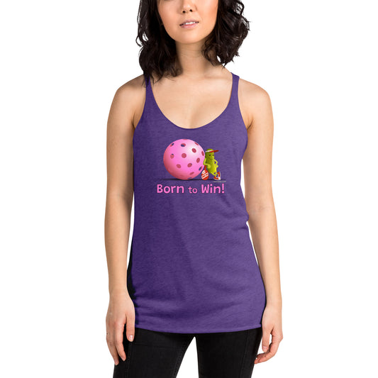 Women's Racerback Pickleball Tank Top - Resting Pickleball - "Born to Win" #pink - DocDink.com