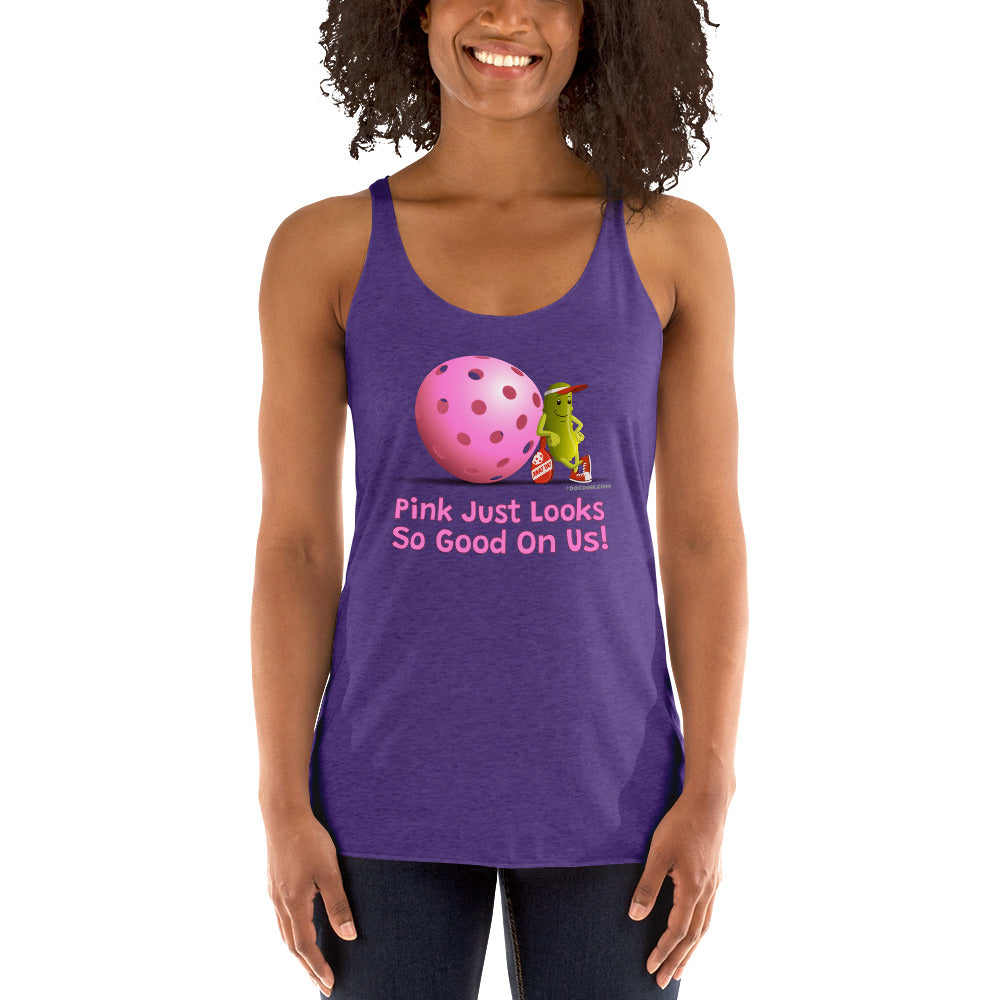 Women's Racerback Pickleball Tank Top - Resting Pickleball - "Pink Looks So Good..." #pink - DocDink.com