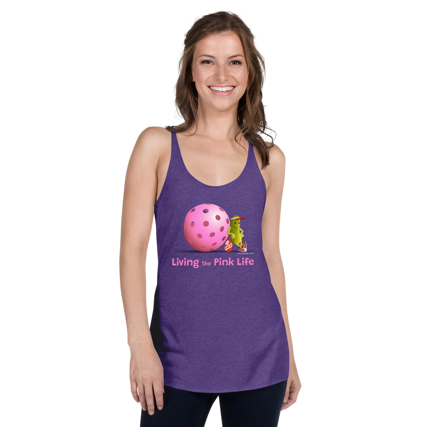 Women's Racerback Pickleball Tank Top - Resting Pickleball - "Living the Pink Life" #pink - DocDink.com