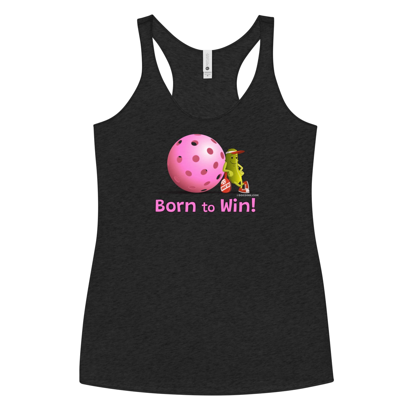 Women's Racerback Pickleball Tank Top - Resting Pickleball - "Born to Win" #pink - DocDink.com