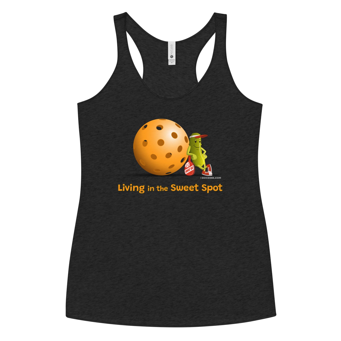 Women's Racerback Pickleball Tank Top - Resting Pickleball - "Living in the Sweet Spot" - DocDink.com