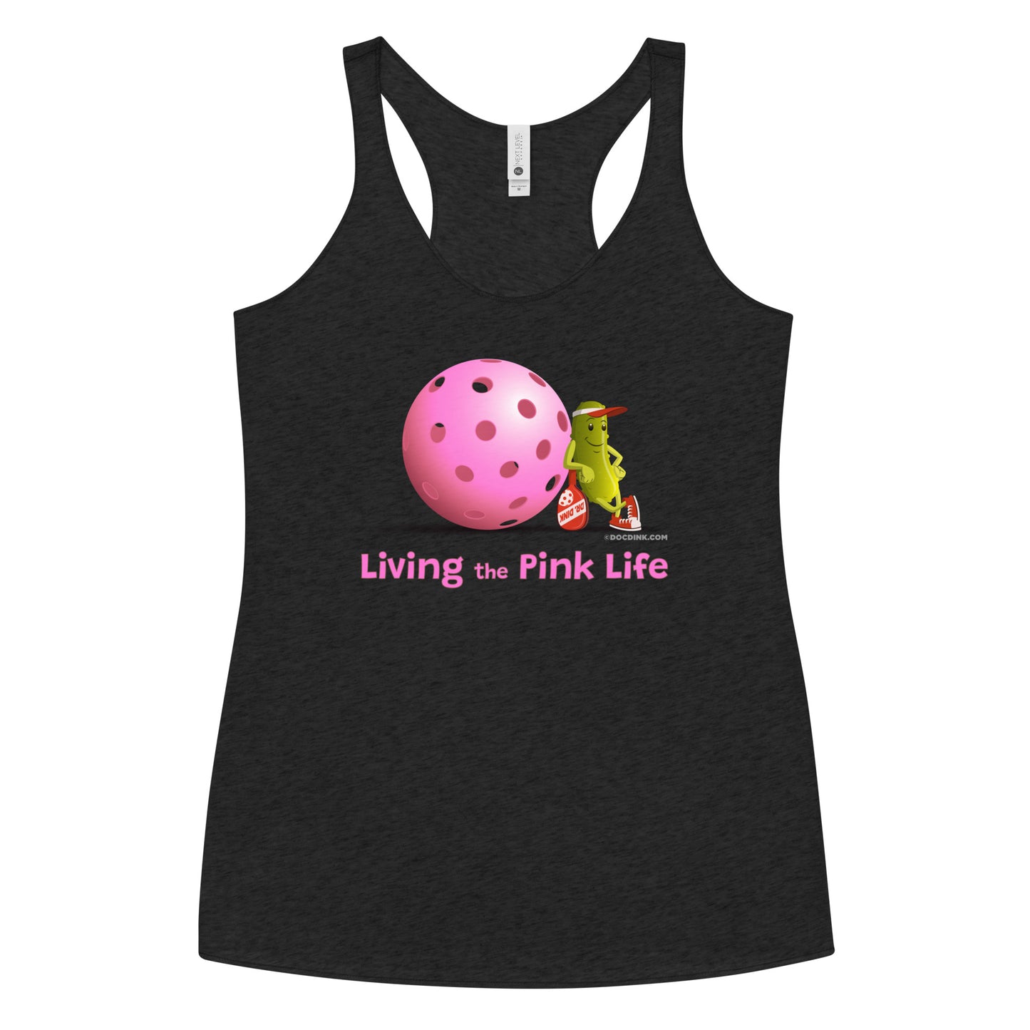 Women's Racerback Pickleball Tank Top - Resting Pickleball - "Living the Pink Life" #pink - DocDink.com