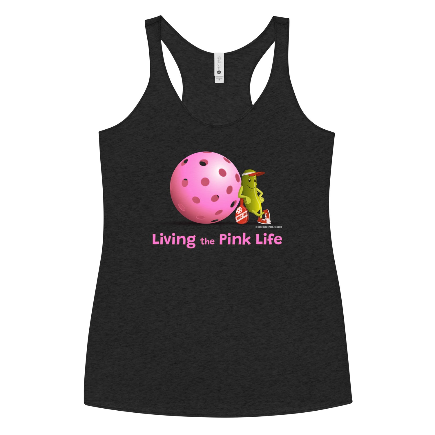 Women's Racerback Pickleball Tank Top - Resting Pickleball - "Living the Pink Life" #pink - DocDink.com