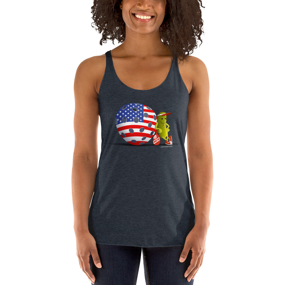 Women's Racerback Pickleball Tank Top - Resting Pickleball USA - DocDink.com