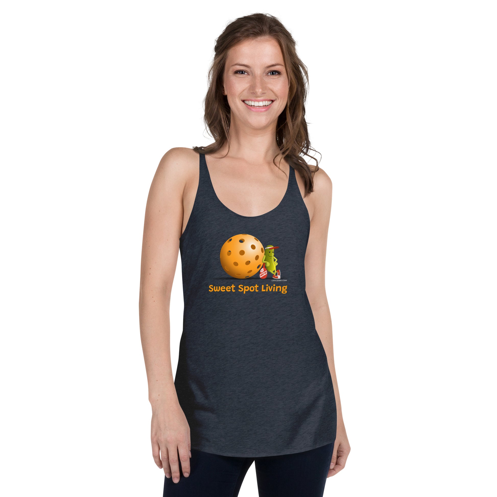 Women's Racerback Pickleball Tank Top - Resting Pickleball - "Sweet Spot Living" - DocDink.com