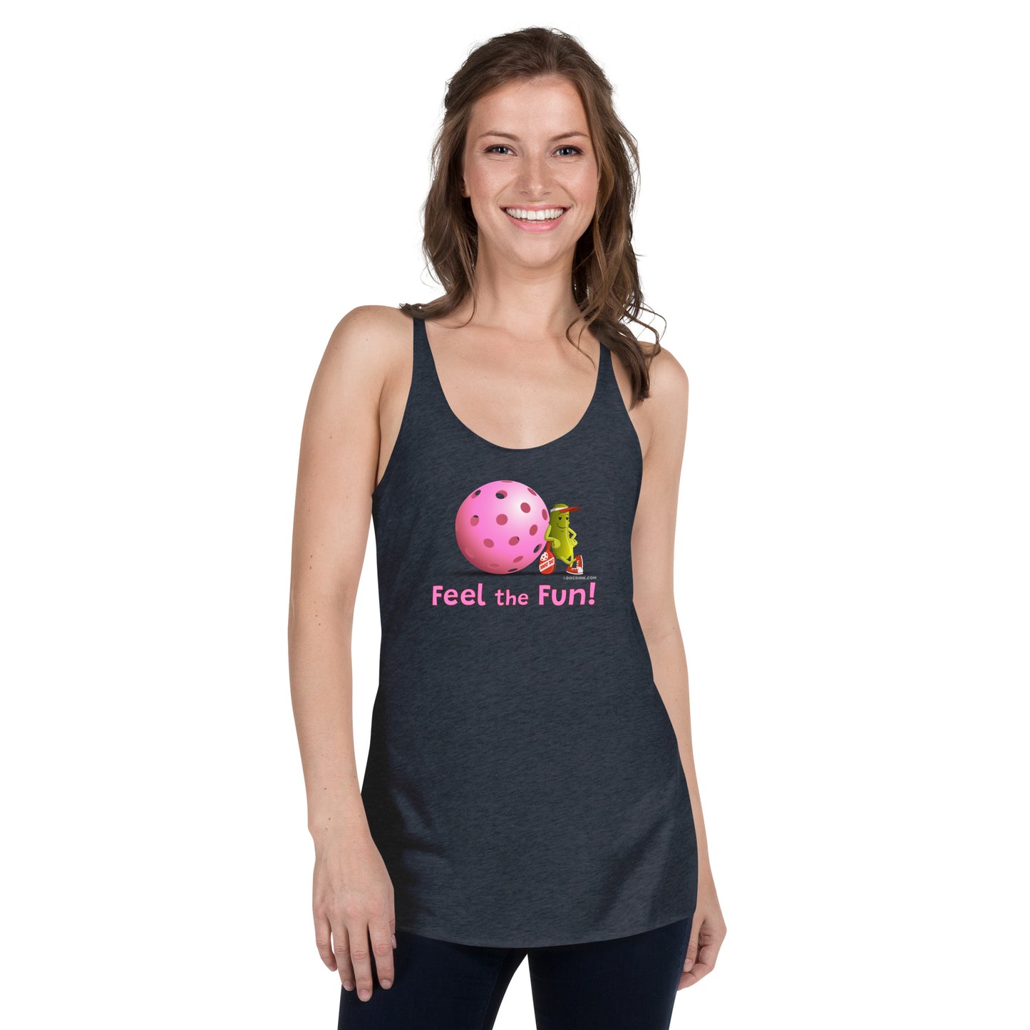 Women's Racerback Pickleball Tank Top - Resting Pickleball - "Feel the Fun" #pink - DocDink.com