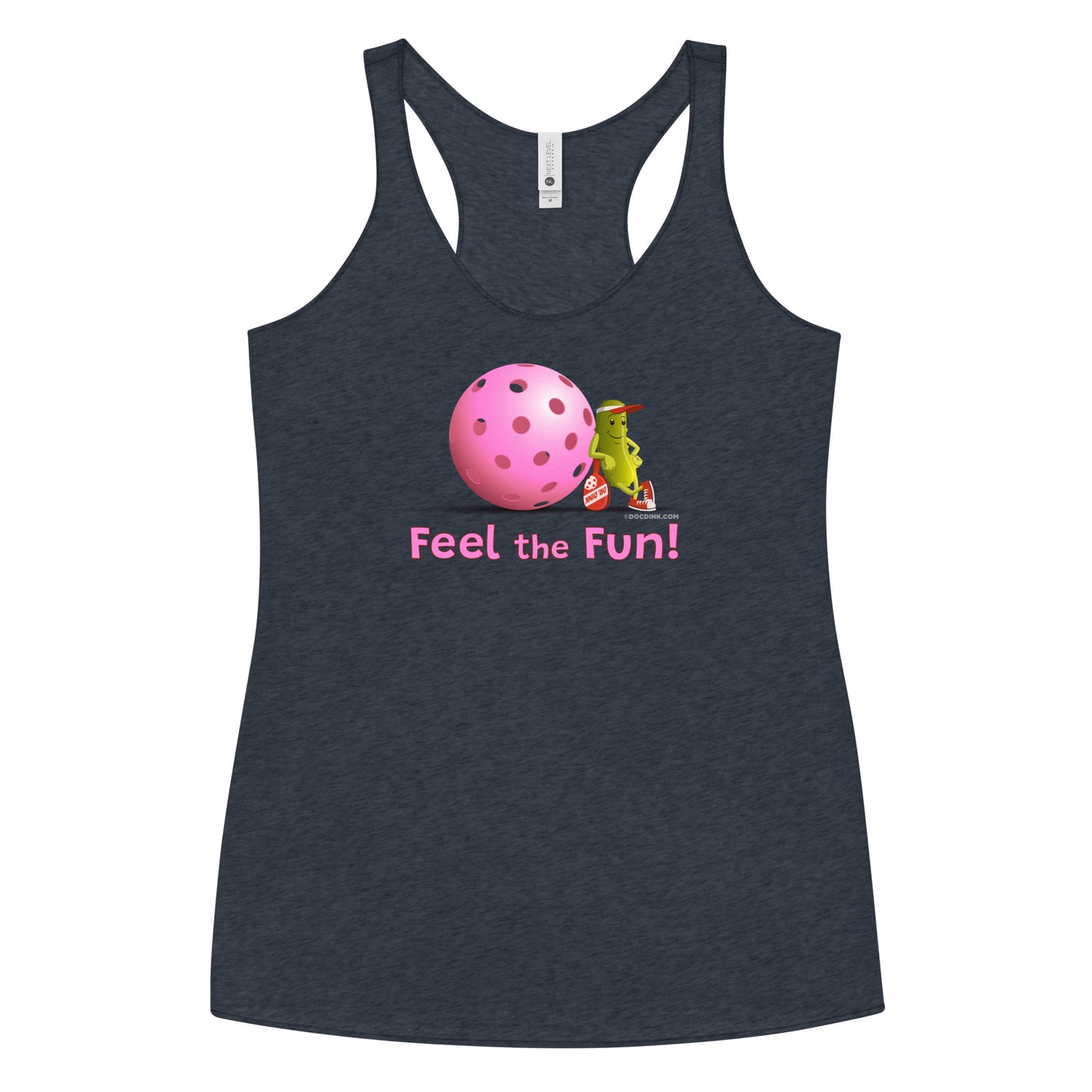 Women's Racerback Pickleball Tank Top - Resting Pickleball - "Feel the Fun" #pink - DocDink.com